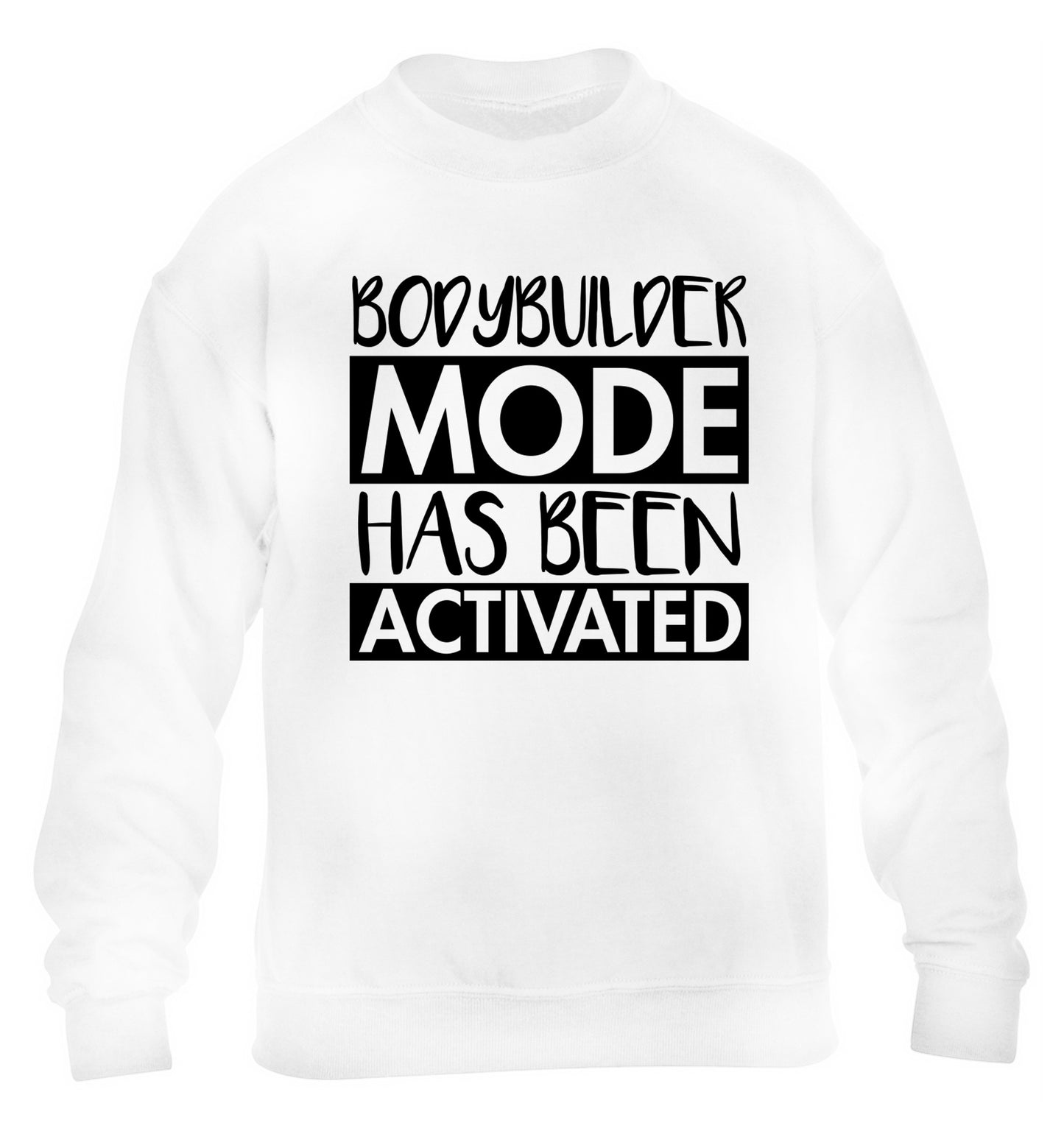 Bodybuilder mode activated children's white sweater 12-14 Years