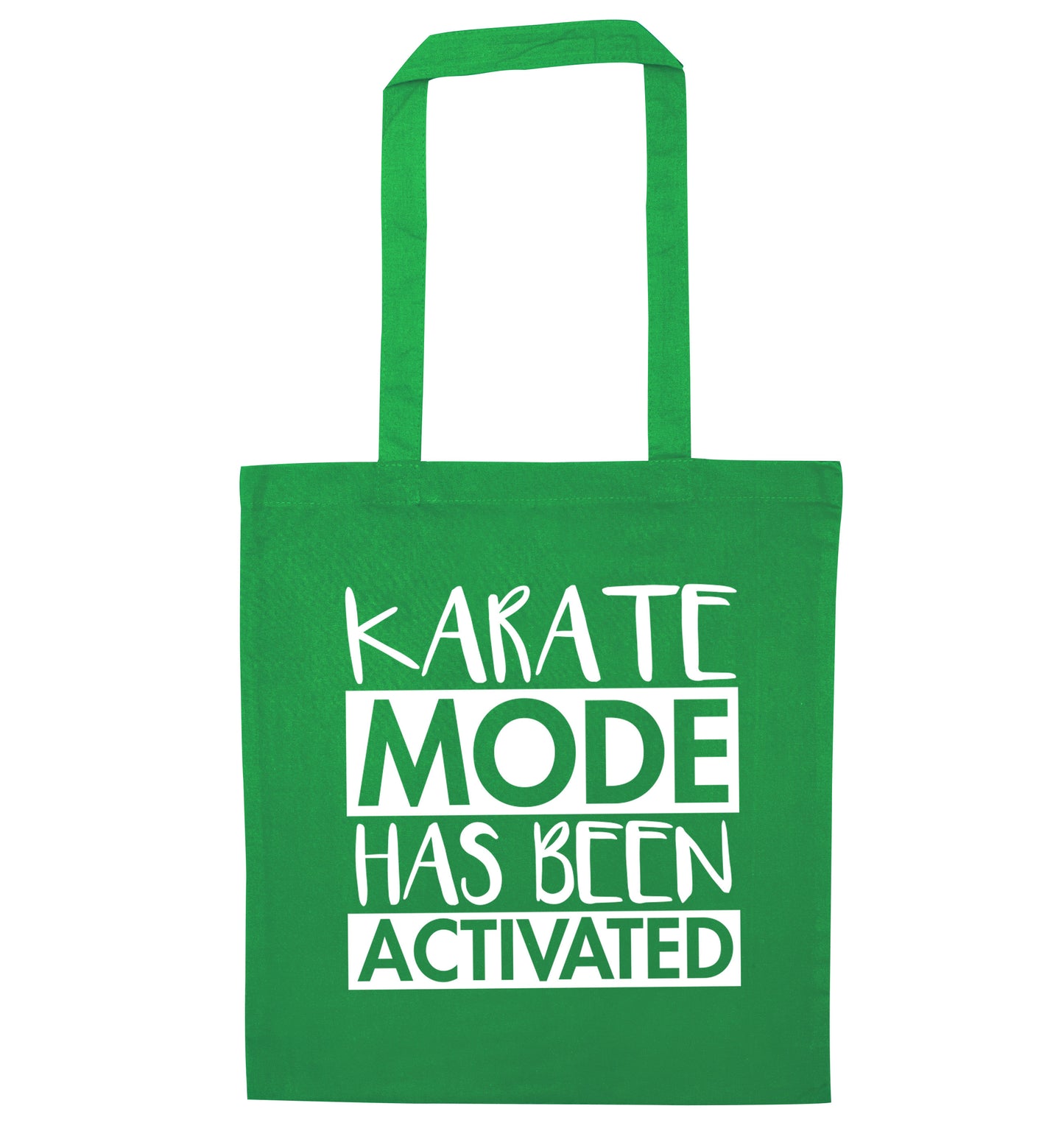 Karate mode activated green tote bag