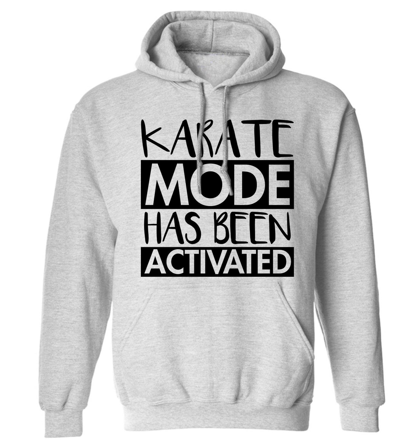 Karate mode activated adults unisex grey hoodie 2XL