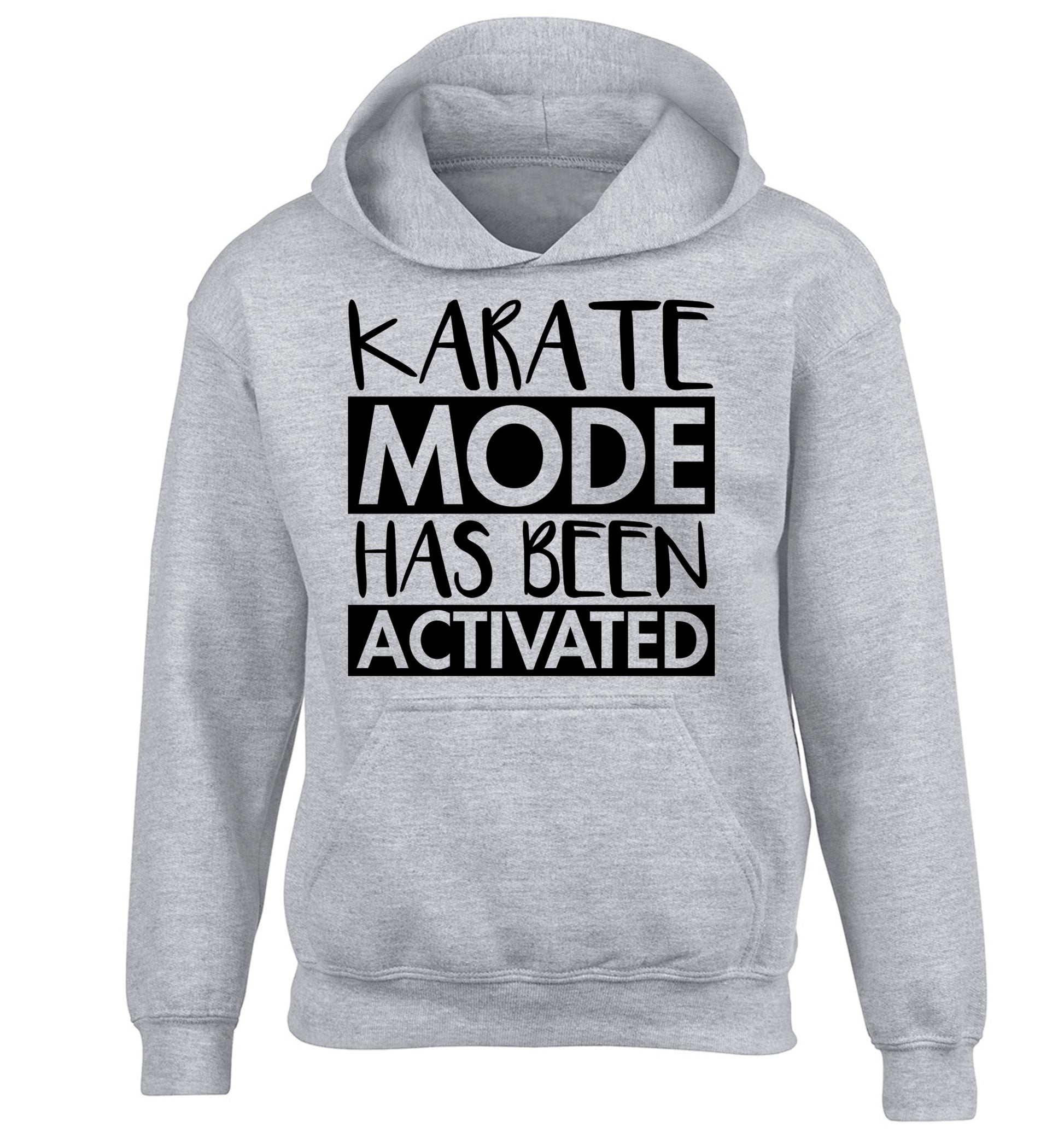 Karate mode activated children's grey hoodie 12-14 Years