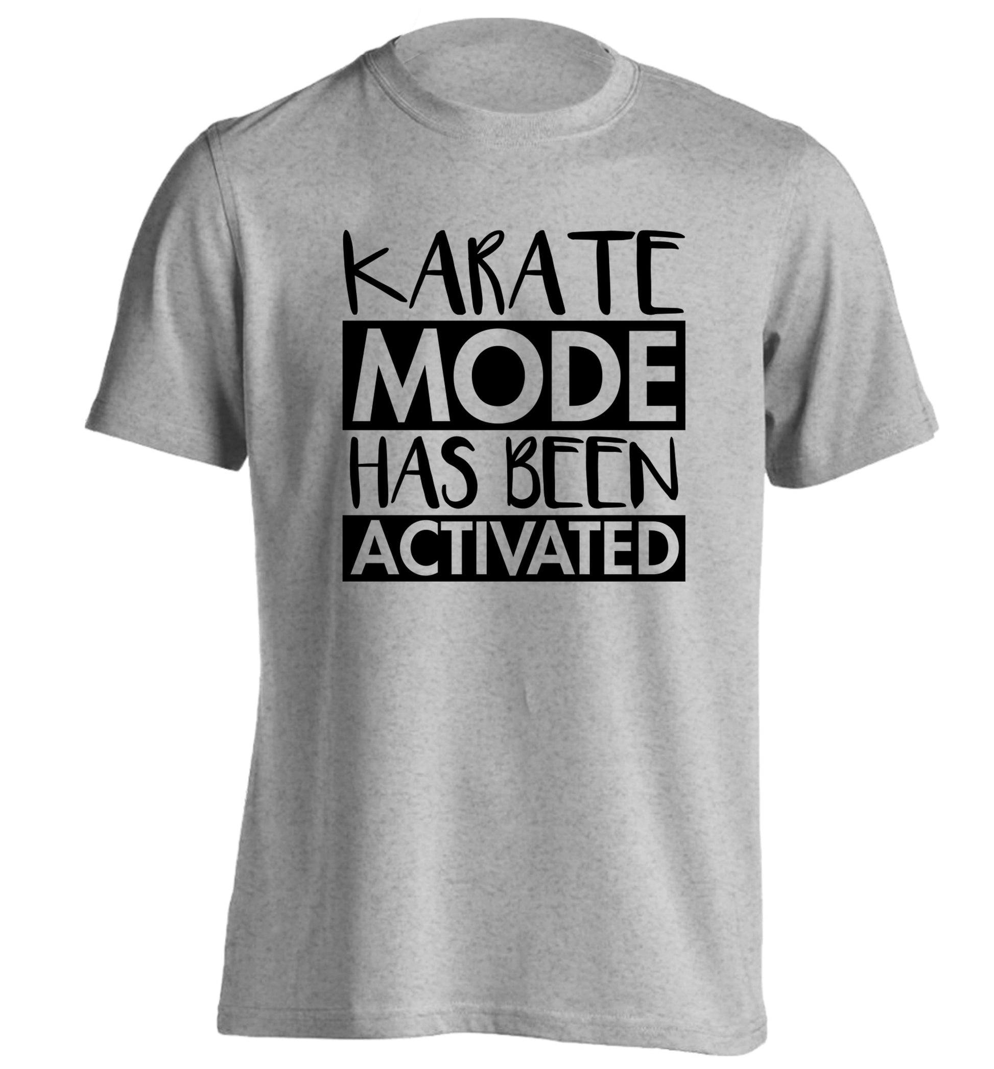 Karate mode activated adults unisex grey Tshirt 2XL