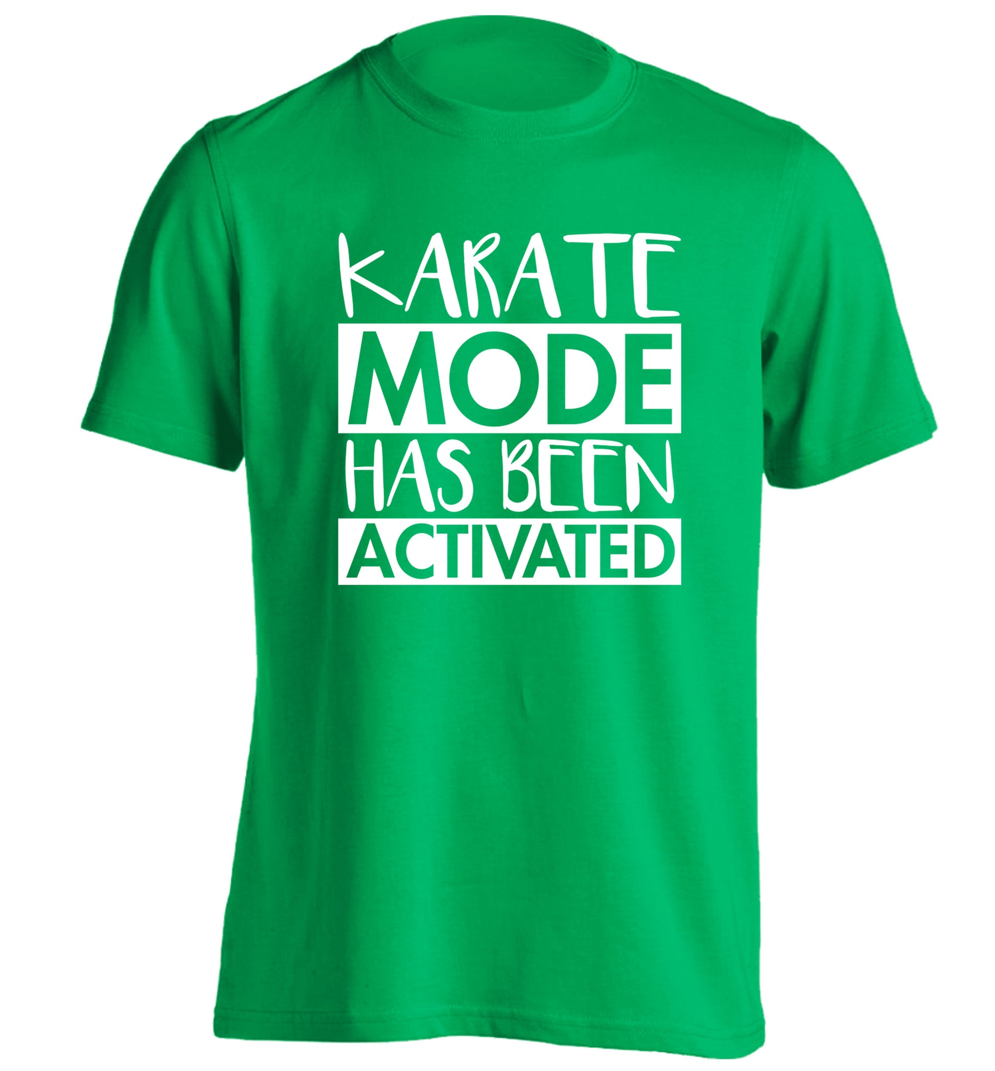 Karate mode activated adults unisex green Tshirt 2XL