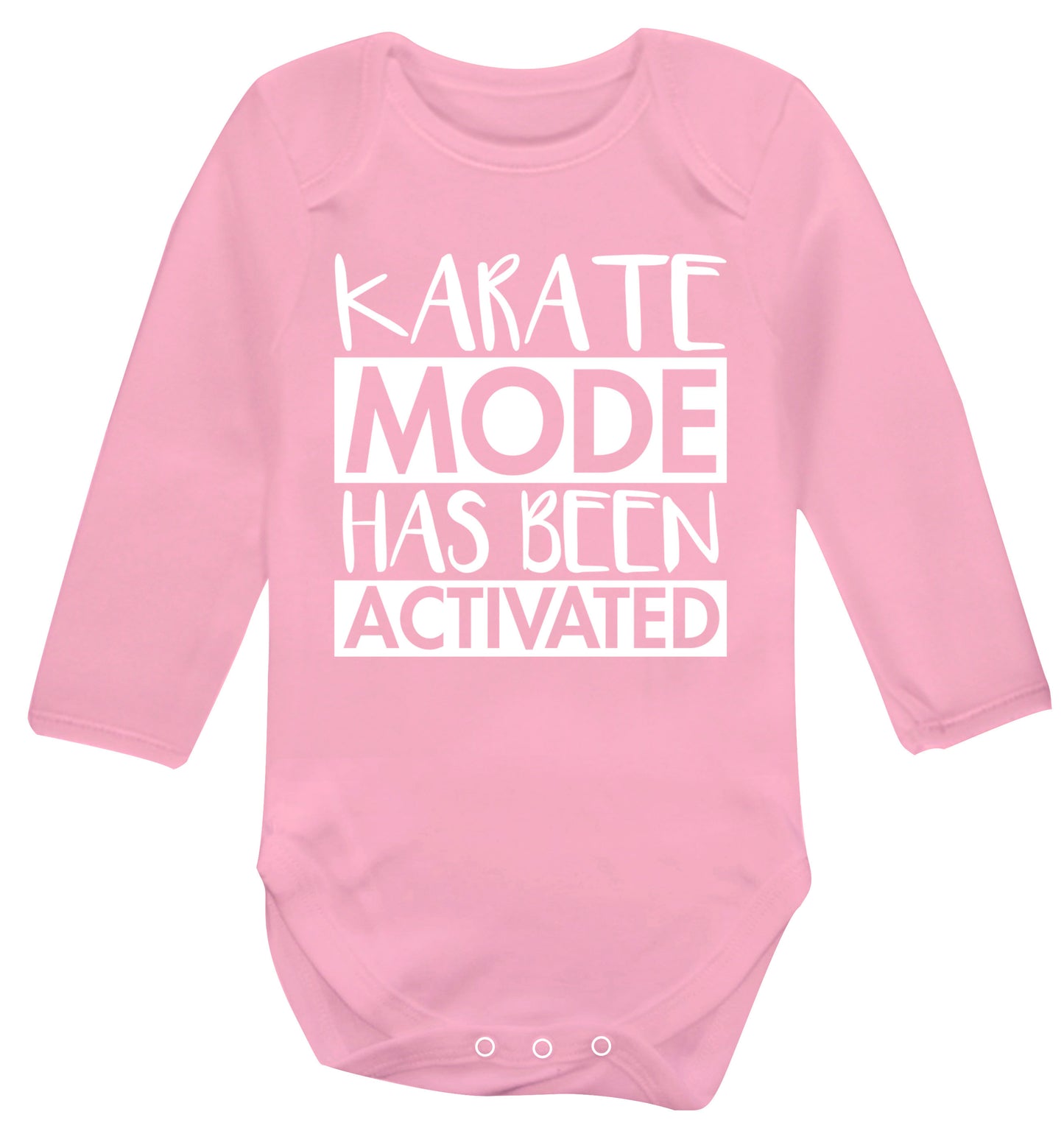 Karate mode activated Baby Vest long sleeved pale pink 6-12 months