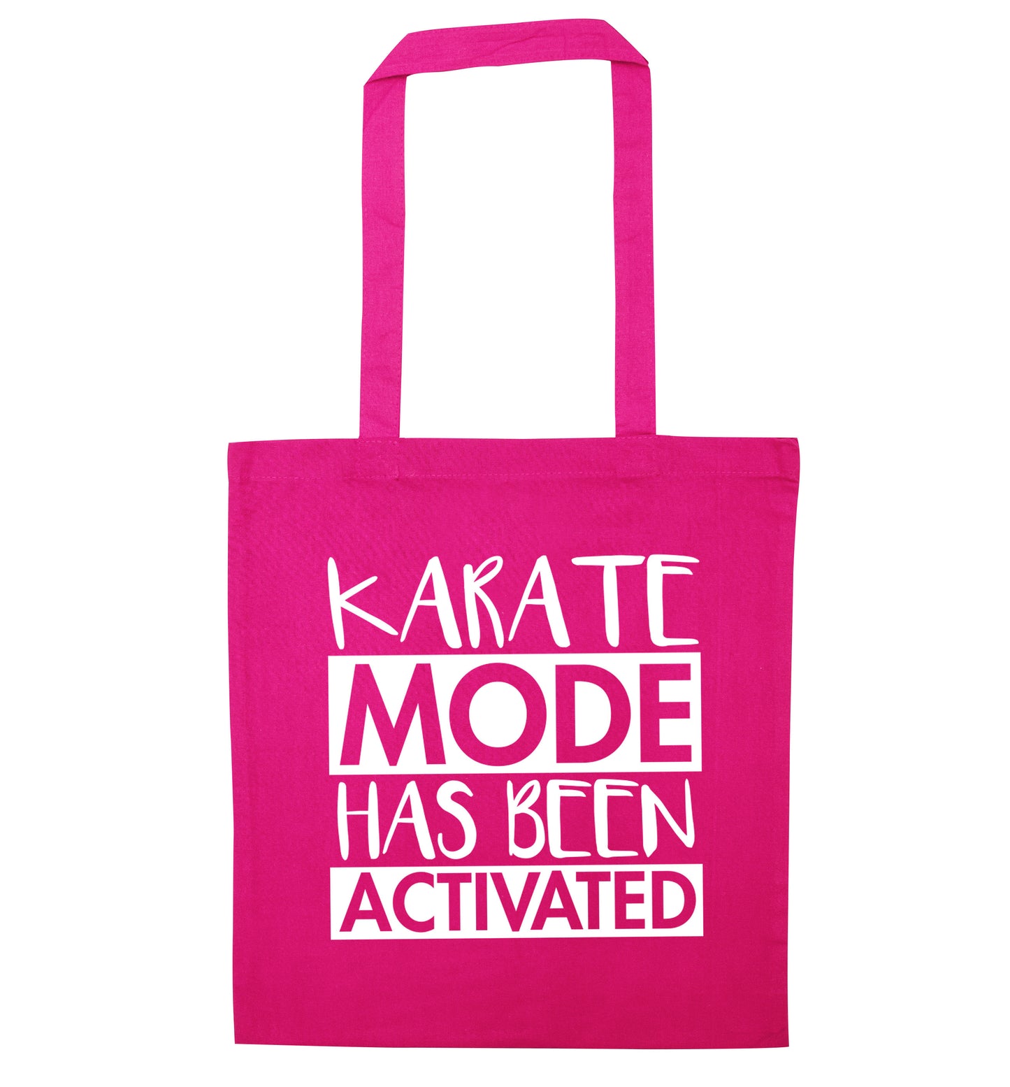Karate mode activated pink tote bag