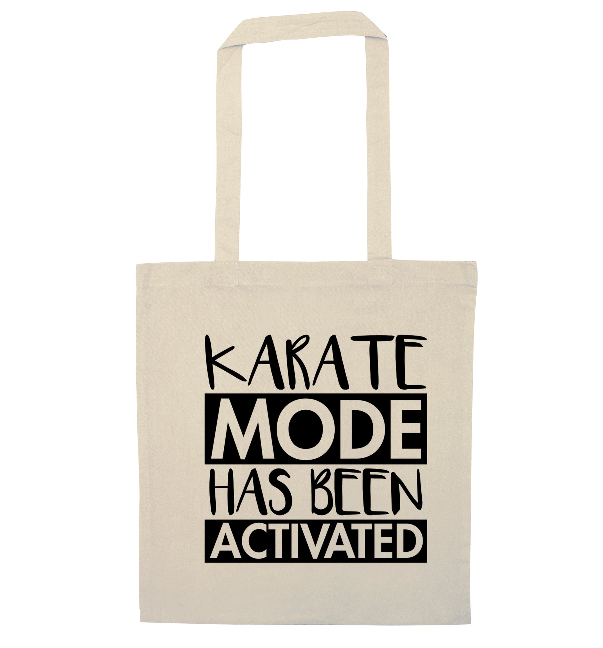 Karate mode activated natural tote bag