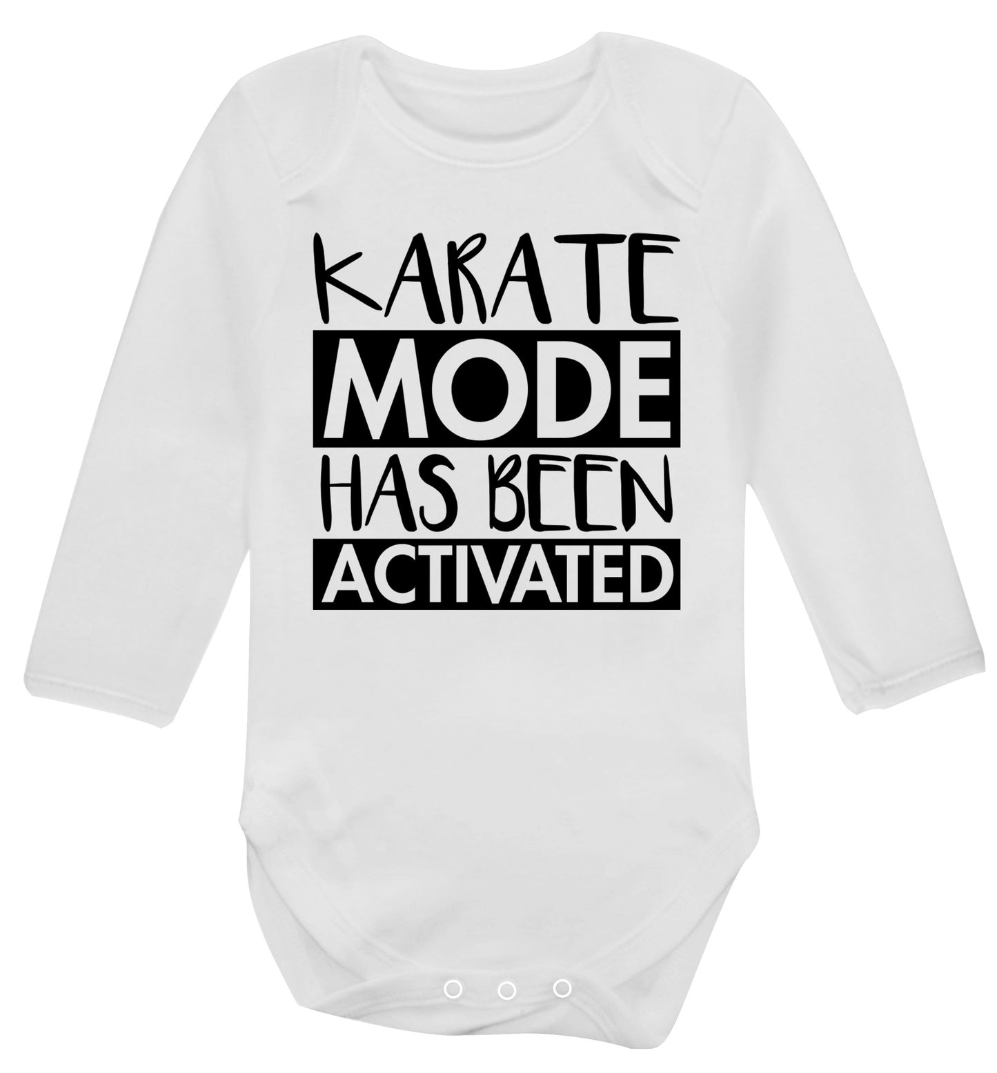 Karate mode activated Baby Vest long sleeved white 6-12 months