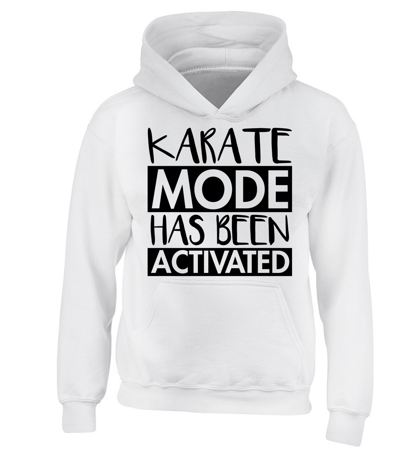 Karate mode activated children's white hoodie 12-14 Years