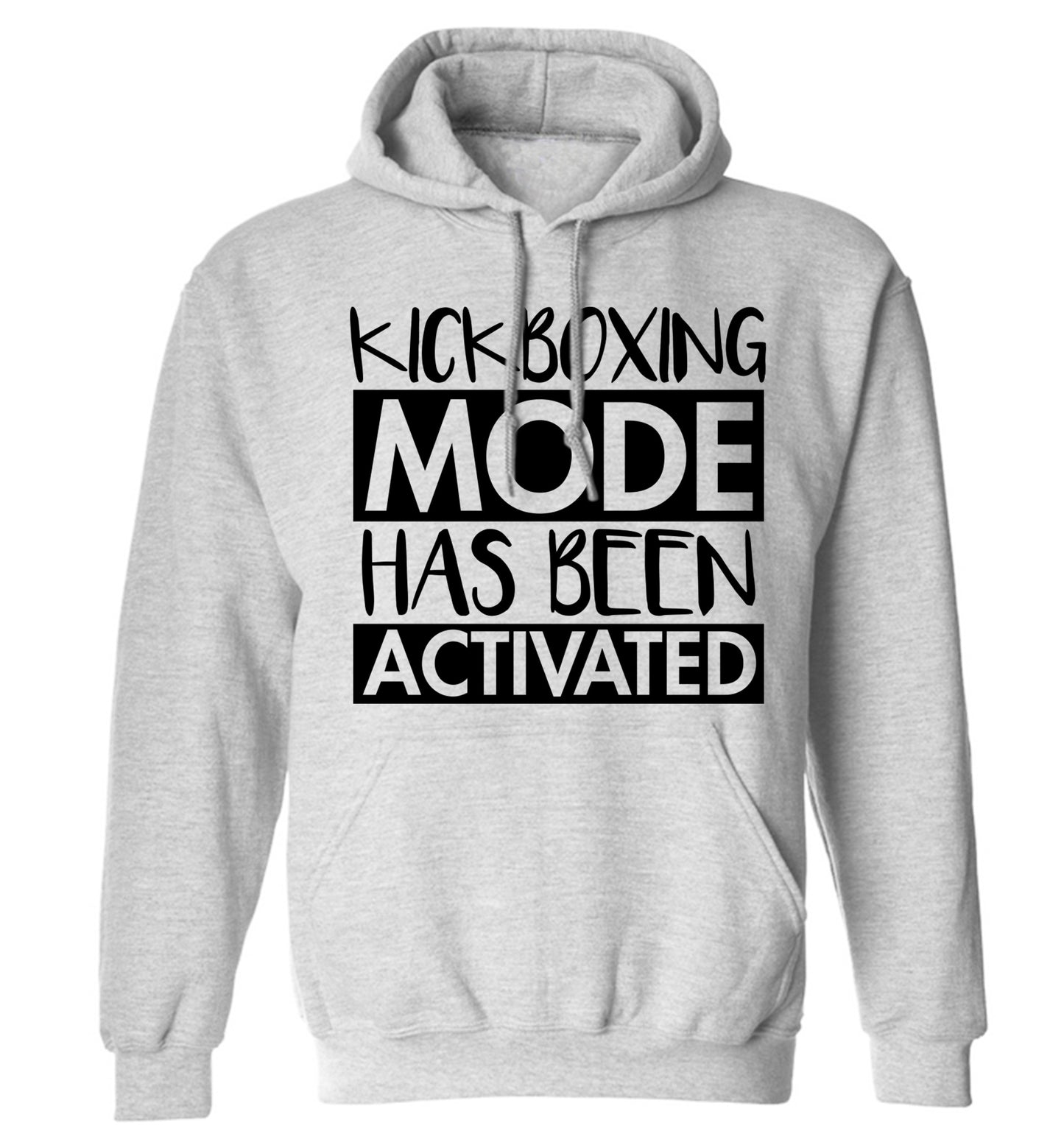 Kickboxing mode activated adults unisex grey hoodie 2XL