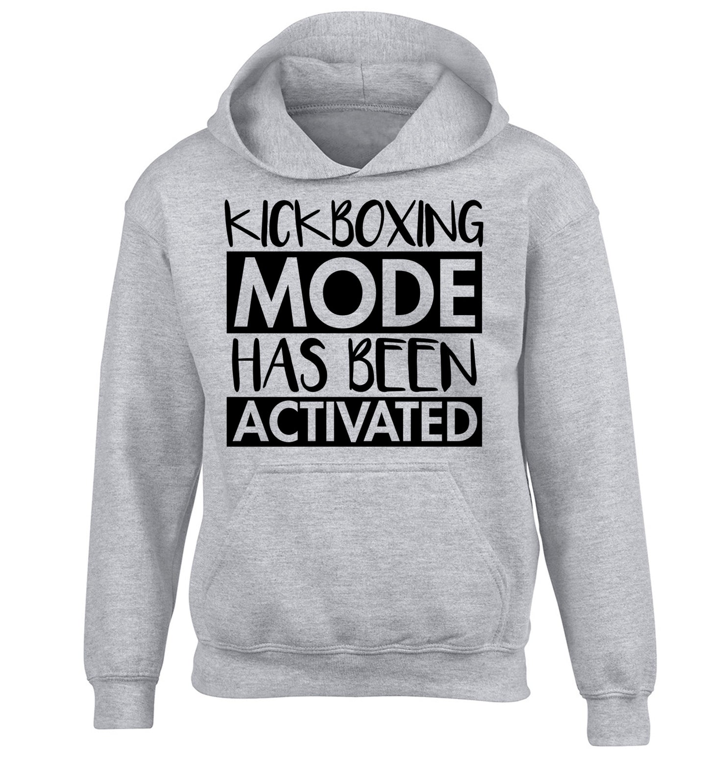 Kickboxing mode activated children's grey hoodie 12-14 Years