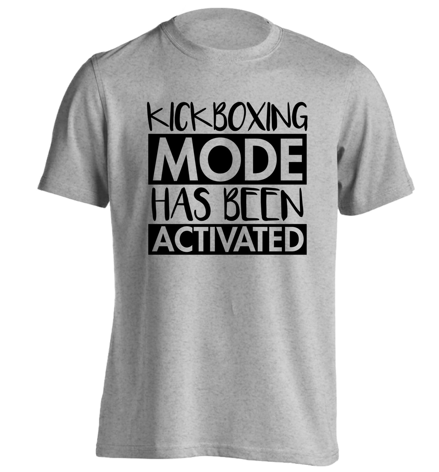 Kickboxing mode activated adults unisex grey Tshirt 2XL