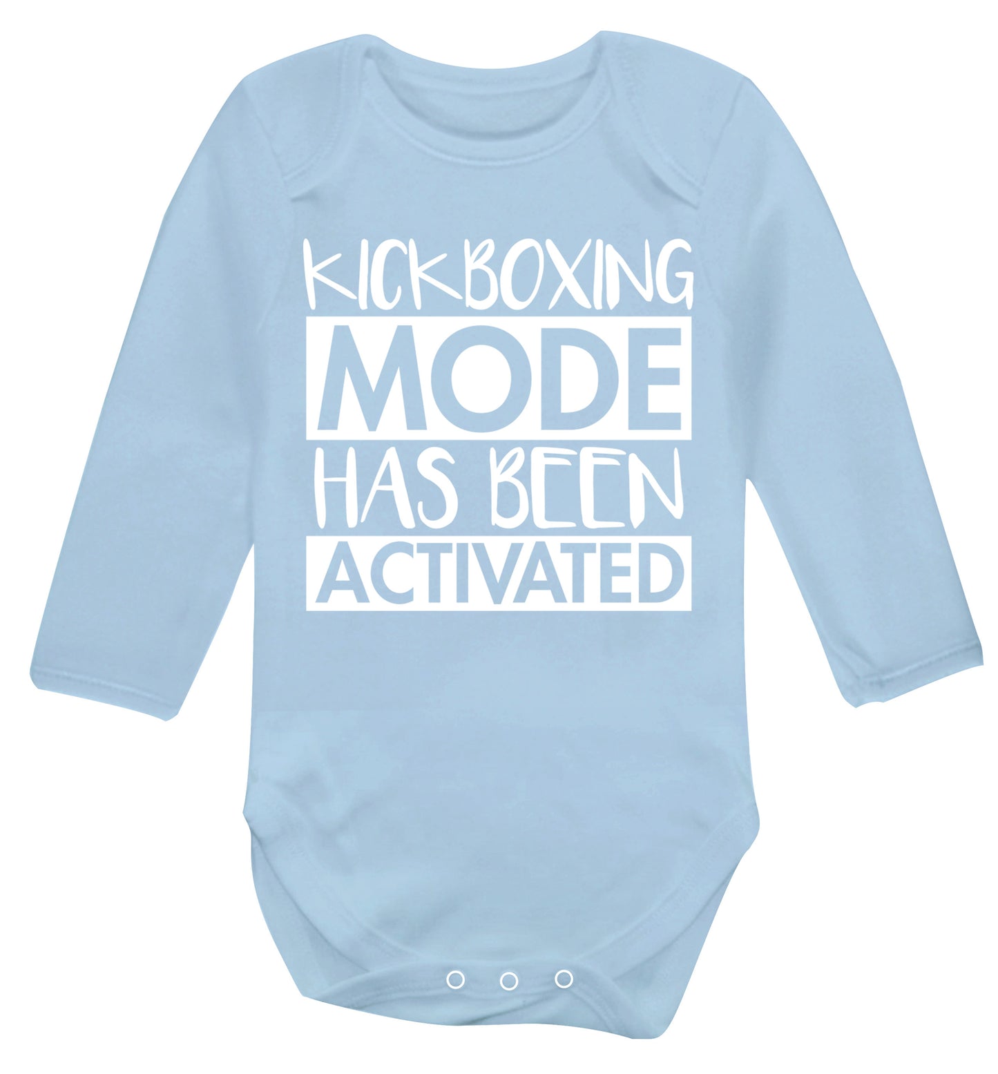 Kickboxing mode activated Baby Vest long sleeved pale blue 6-12 months