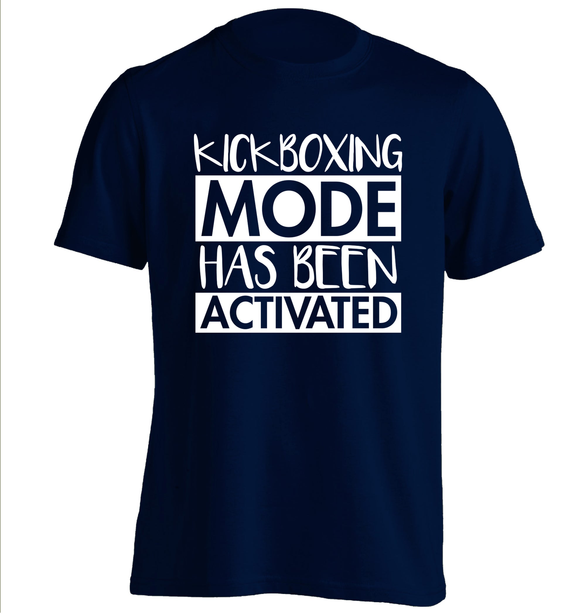 Kickboxing mode activated adults unisex navy Tshirt 2XL