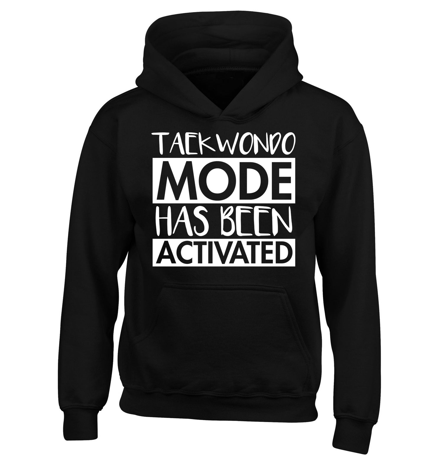 Taekwondo mode activated children's black hoodie 12-14 Years