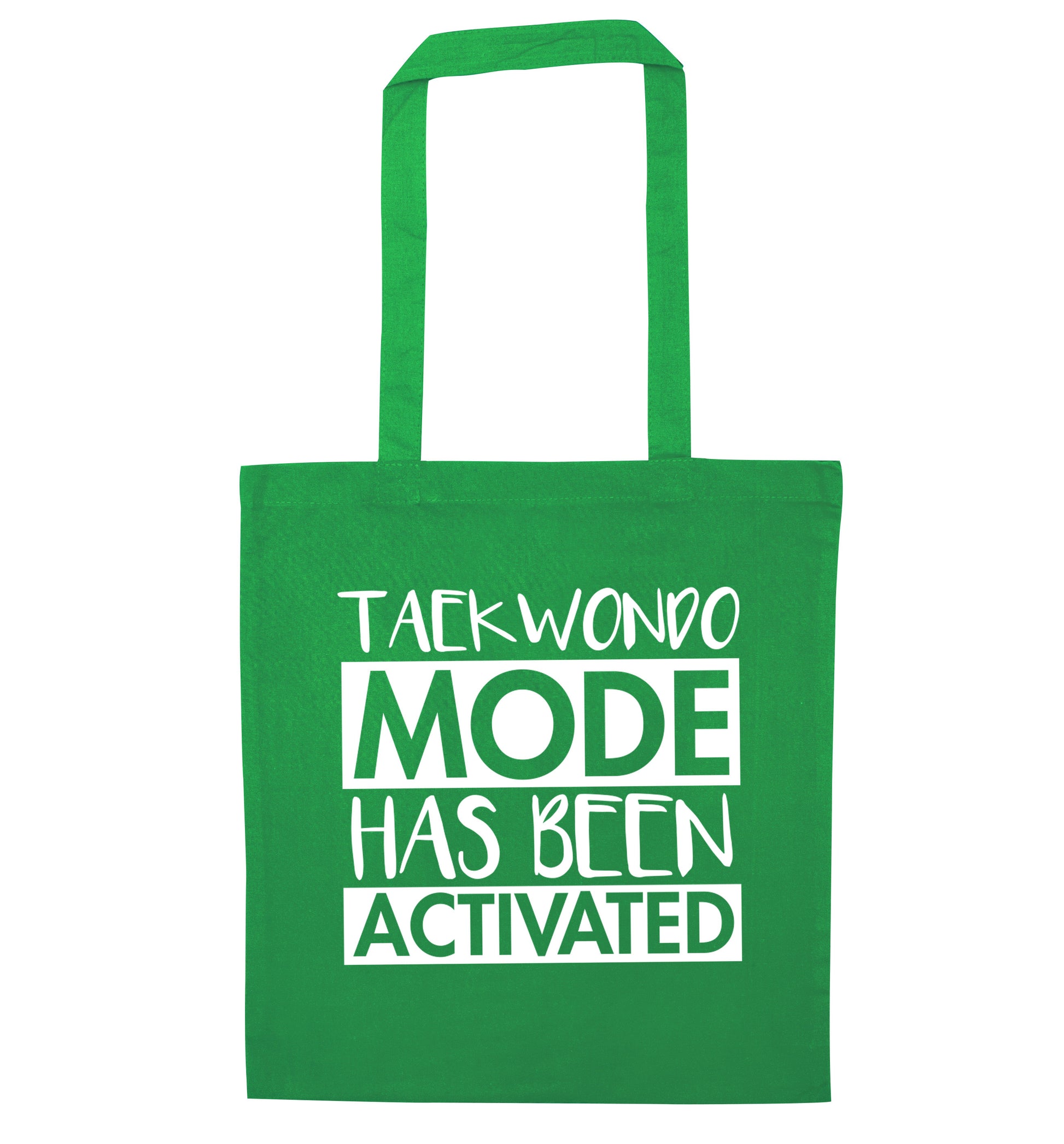 Taekwondo mode activated green tote bag
