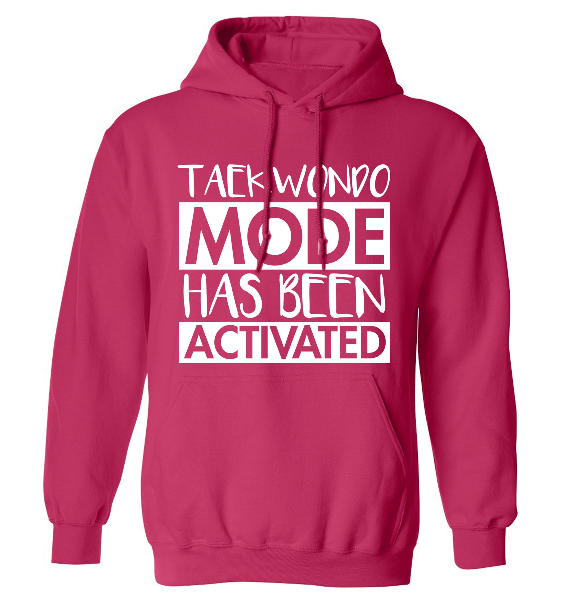 Taekwondo mode activated adults unisex pink hoodie 2XL