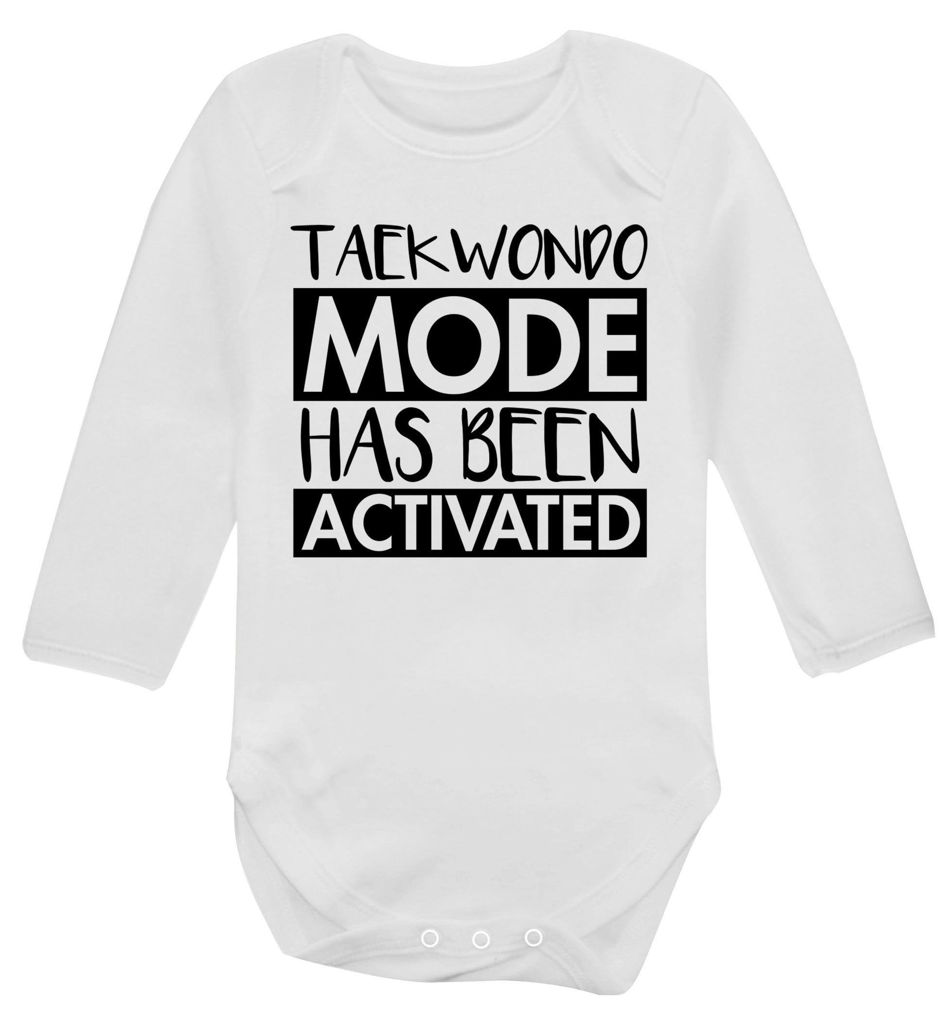 Taekwondo mode activated Baby Vest long sleeved white 6-12 months