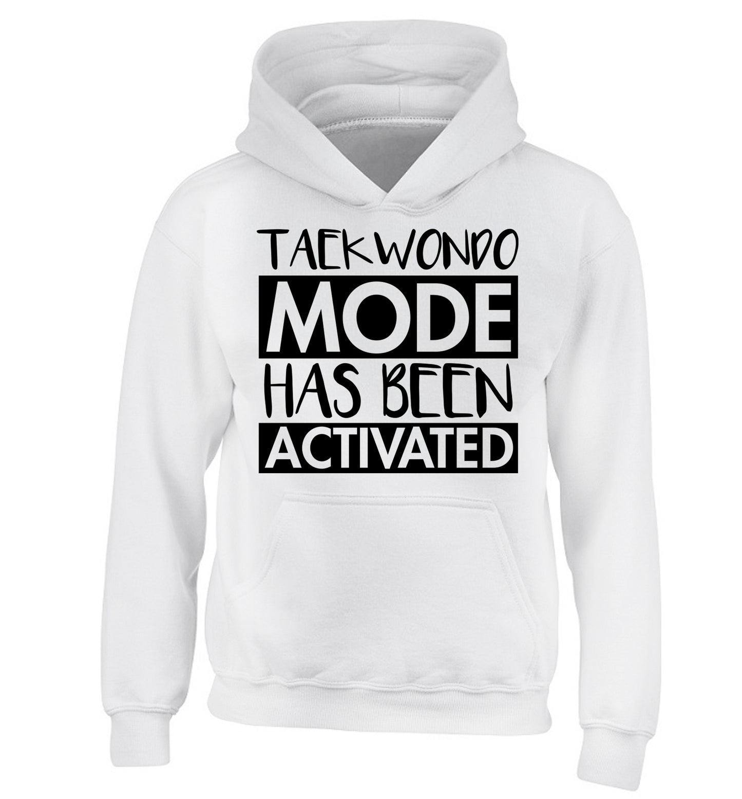 Taekwondo mode activated children's white hoodie 12-14 Years