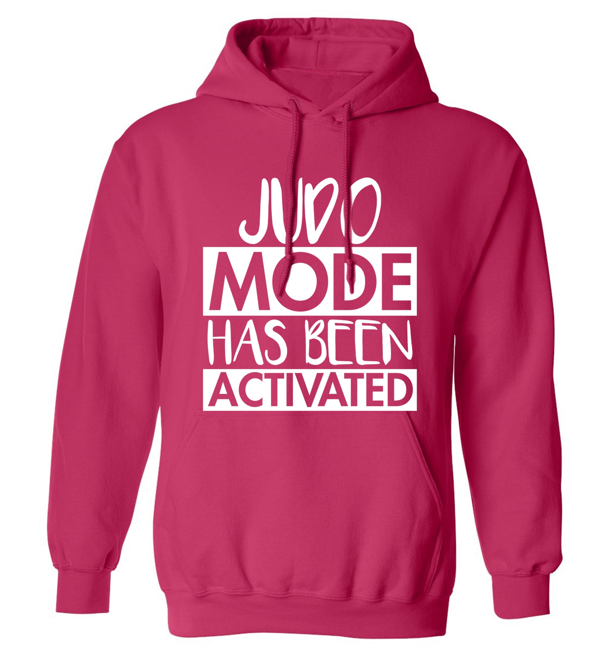 Judo mode activated adults unisex pink hoodie 2XL