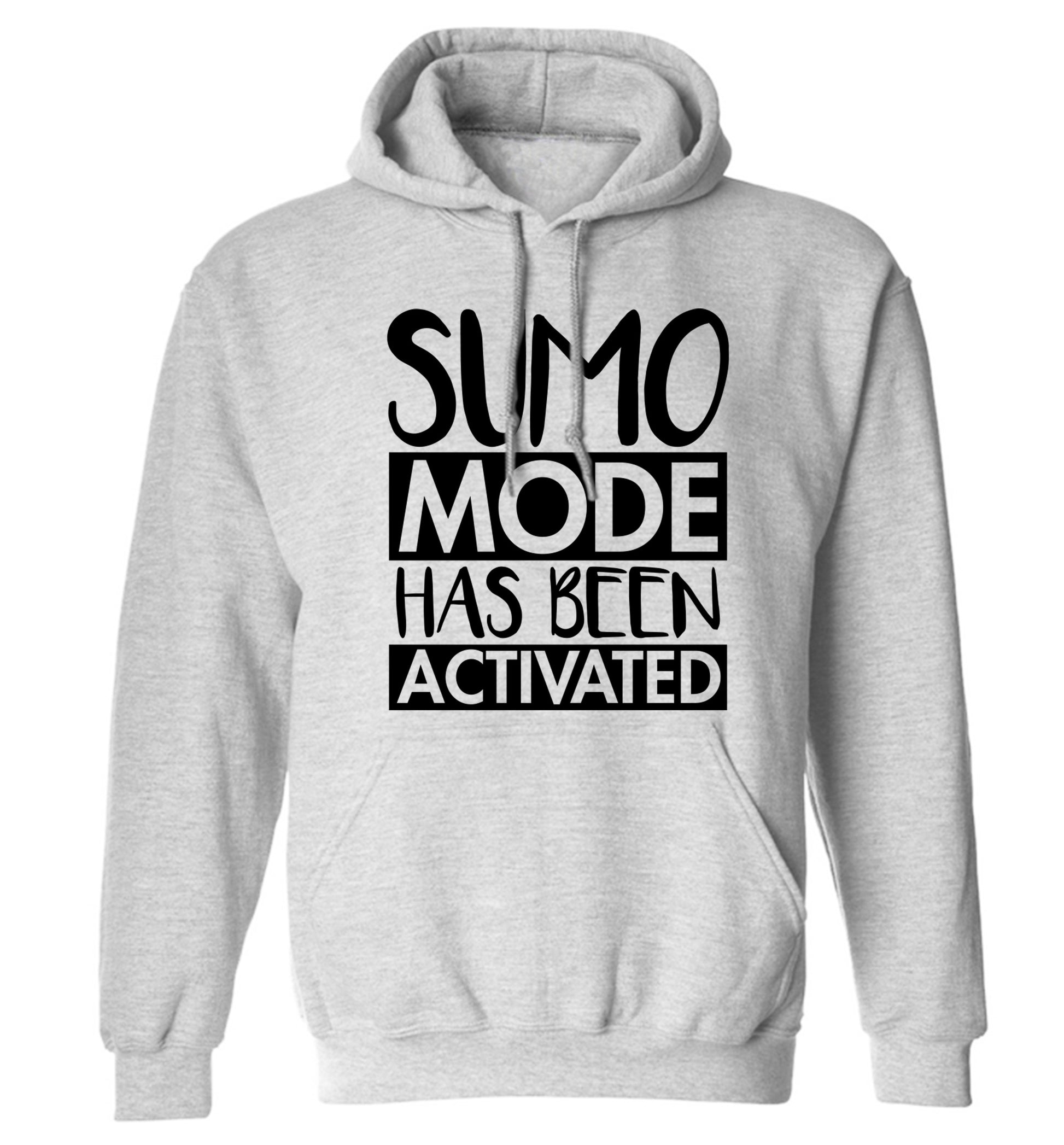 Sumo mode activated adults unisex grey hoodie 2XL