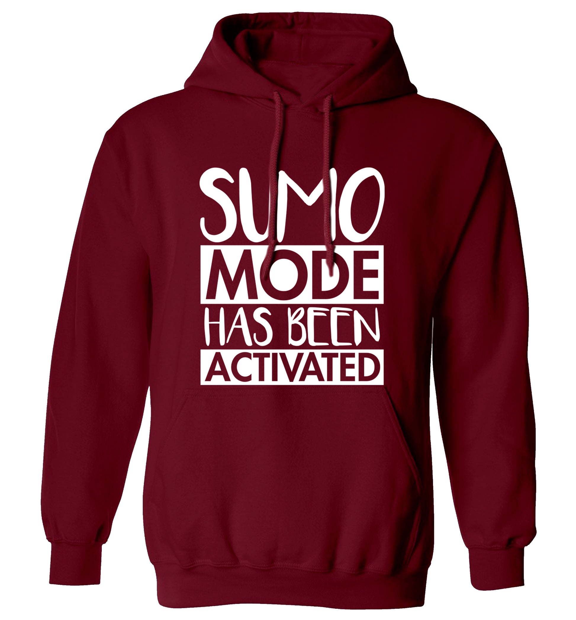 Sumo mode activated adults unisex maroon hoodie 2XL