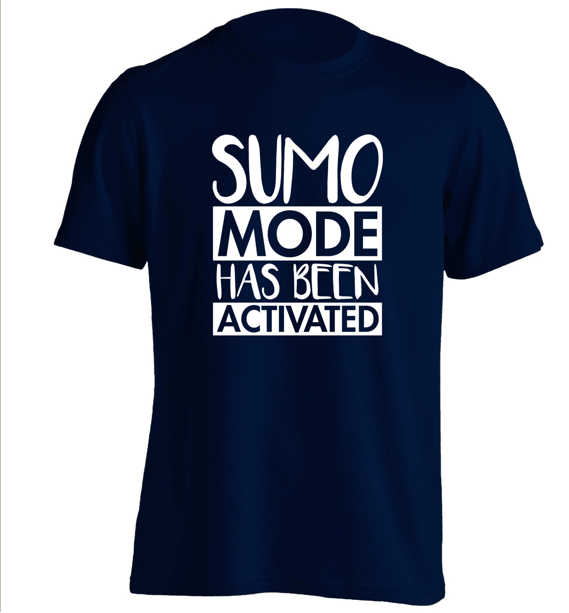 Sumo mode activated adults unisex navy Tshirt 2XL