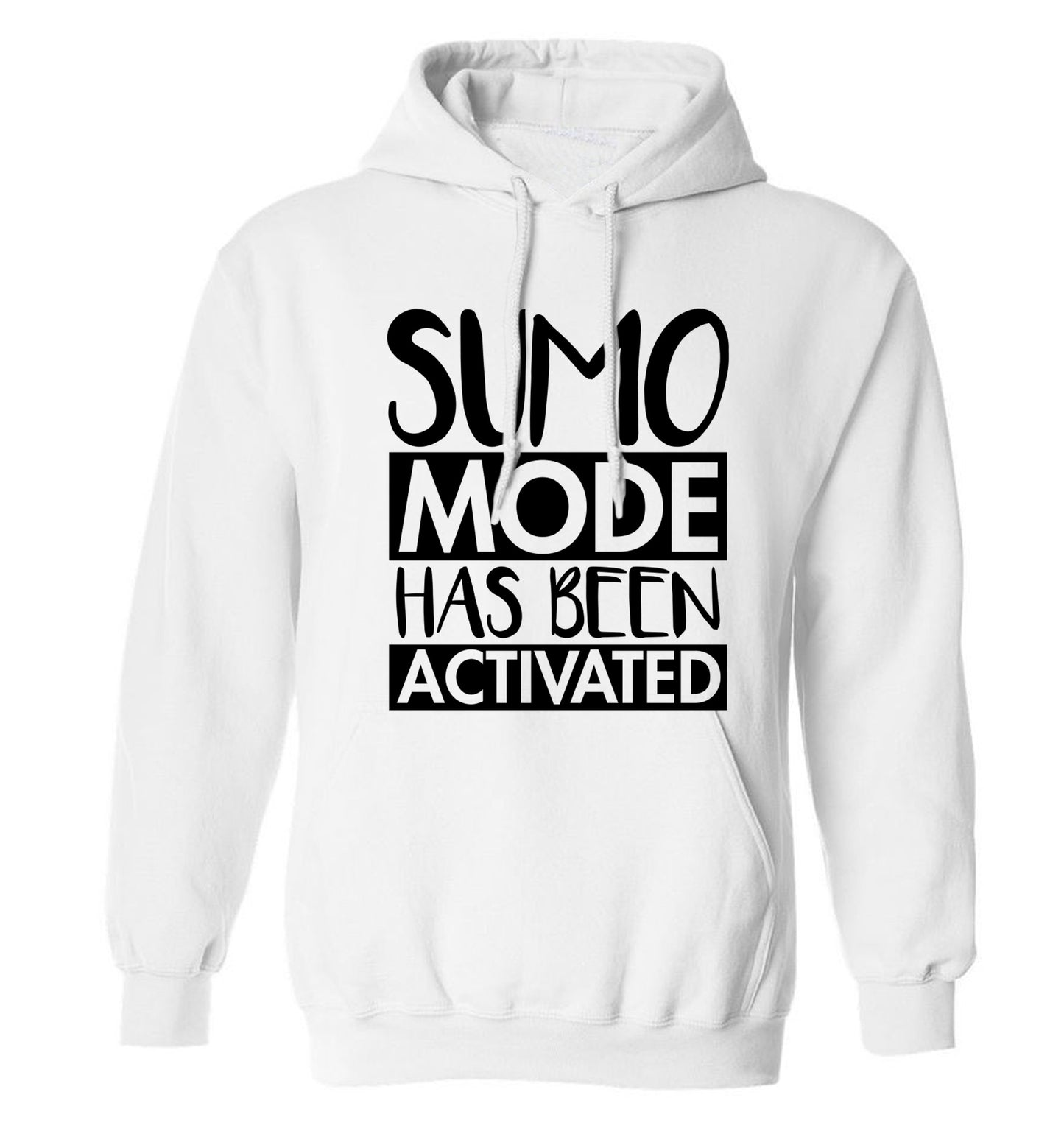 Sumo mode activated adults unisex white hoodie 2XL