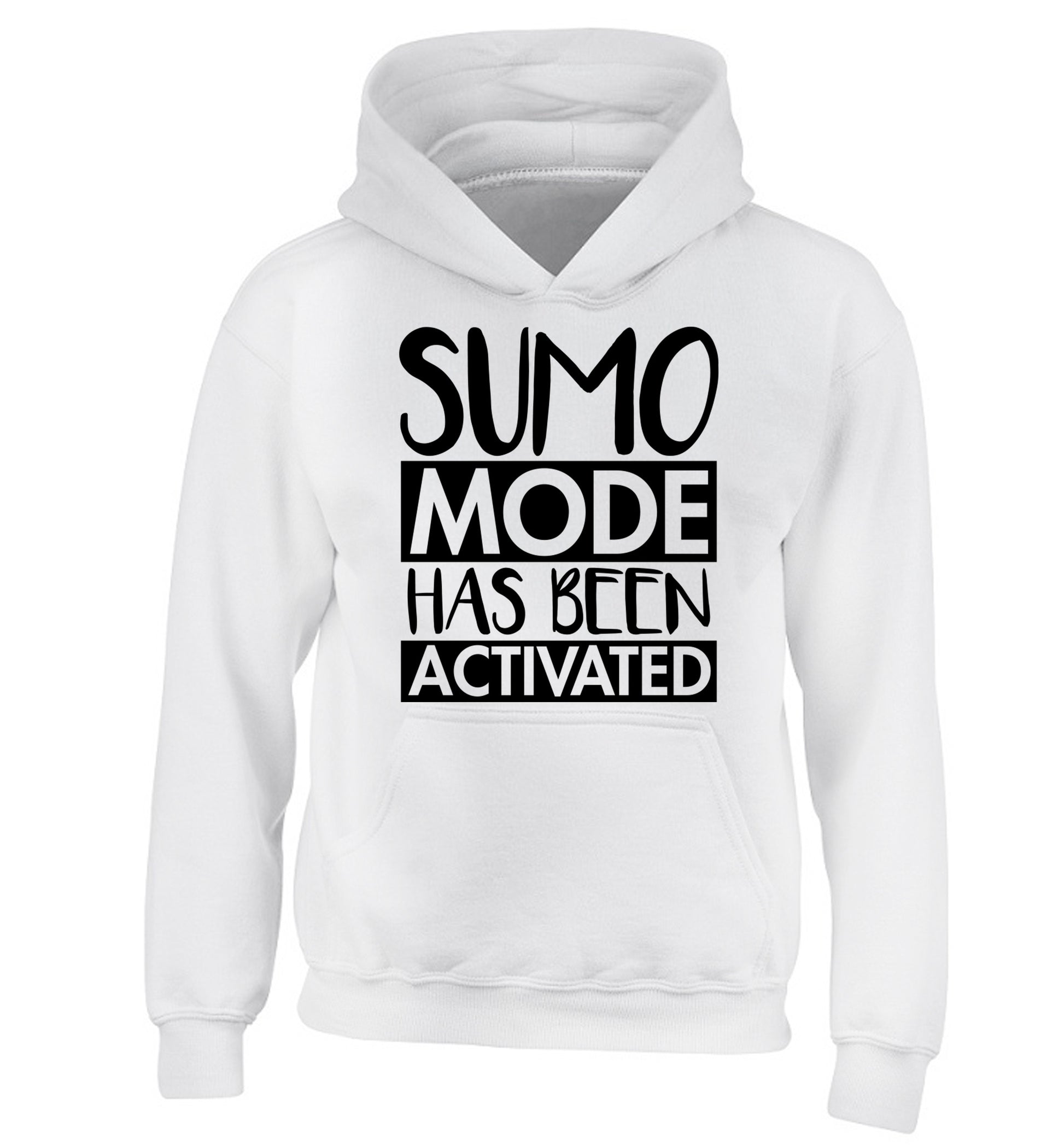 Sumo mode activated children's white hoodie 12-14 Years
