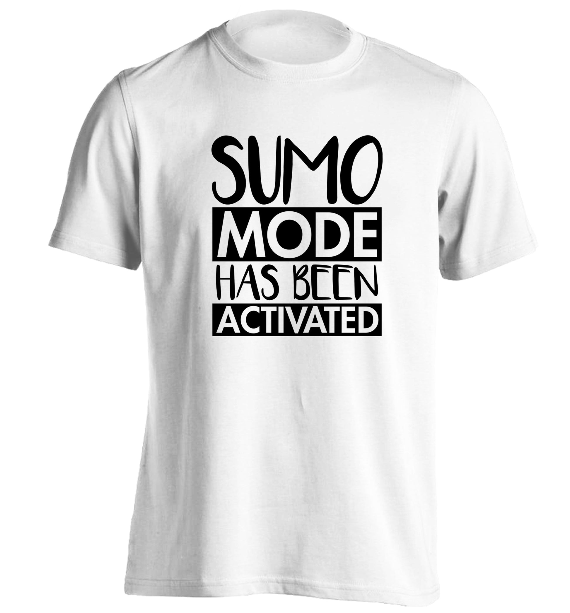 Sumo mode activated adults unisex white Tshirt 2XL