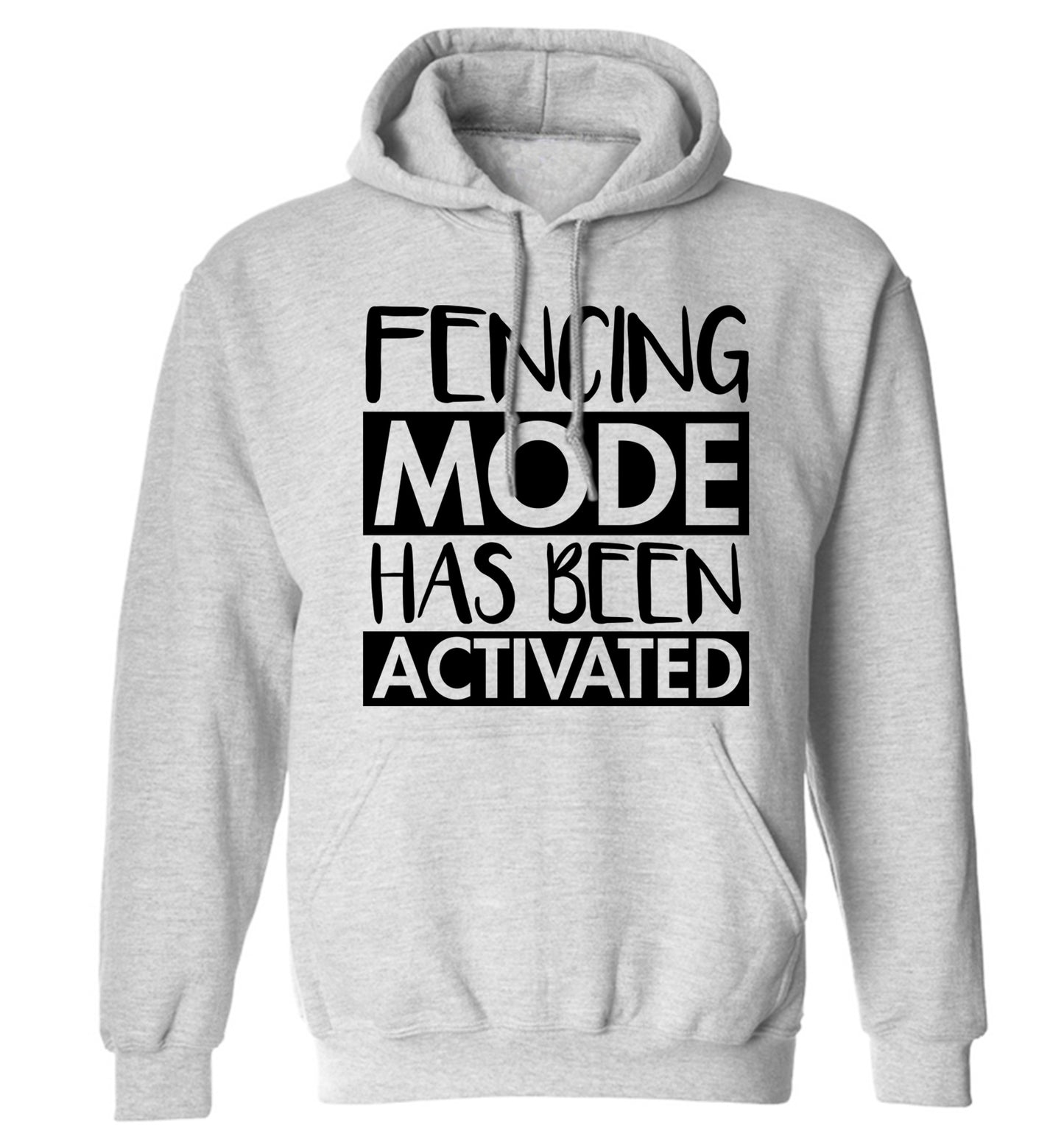 Fencing mode activated adults unisex grey hoodie 2XL