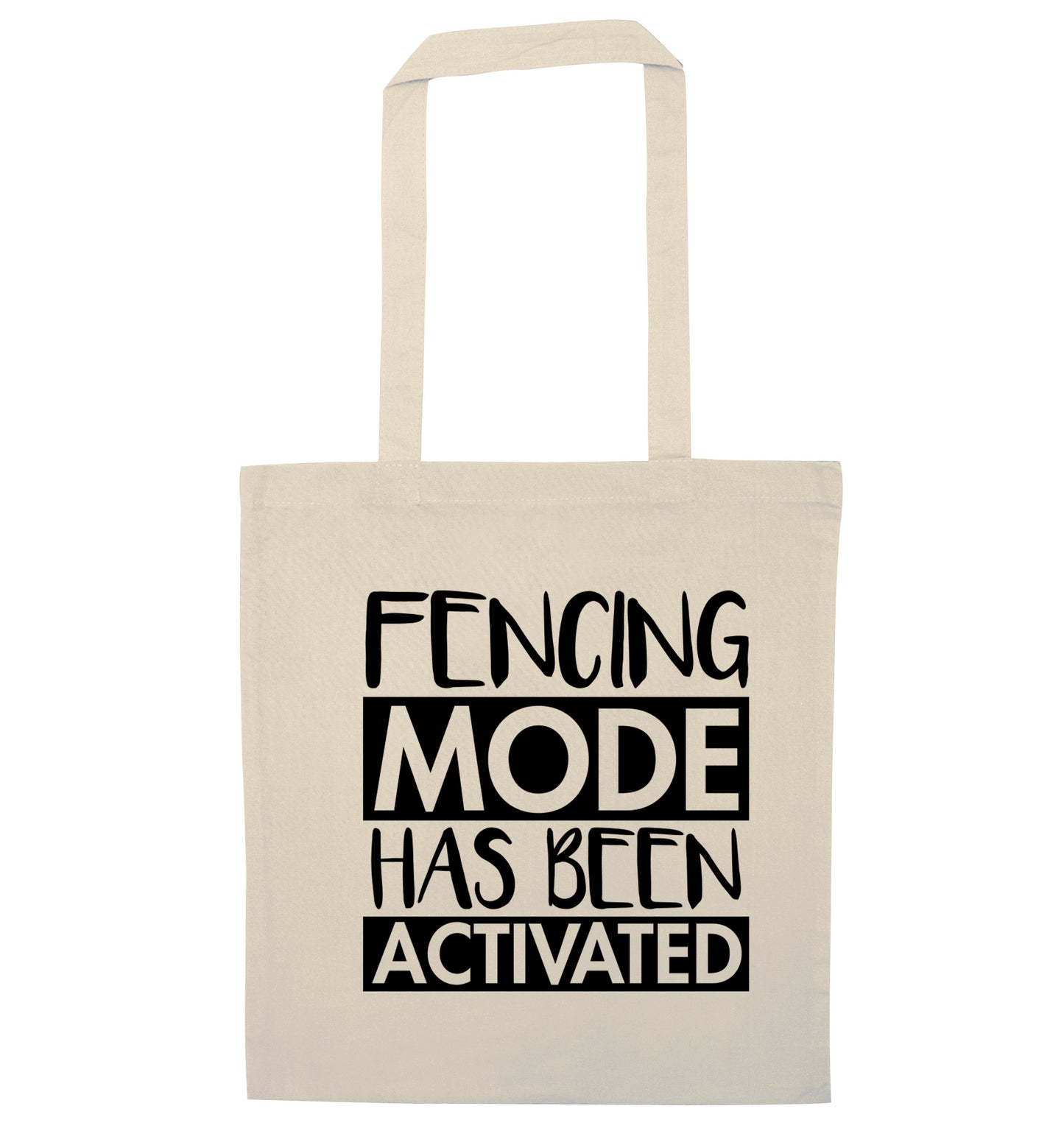 Fencing mode activated natural tote bag