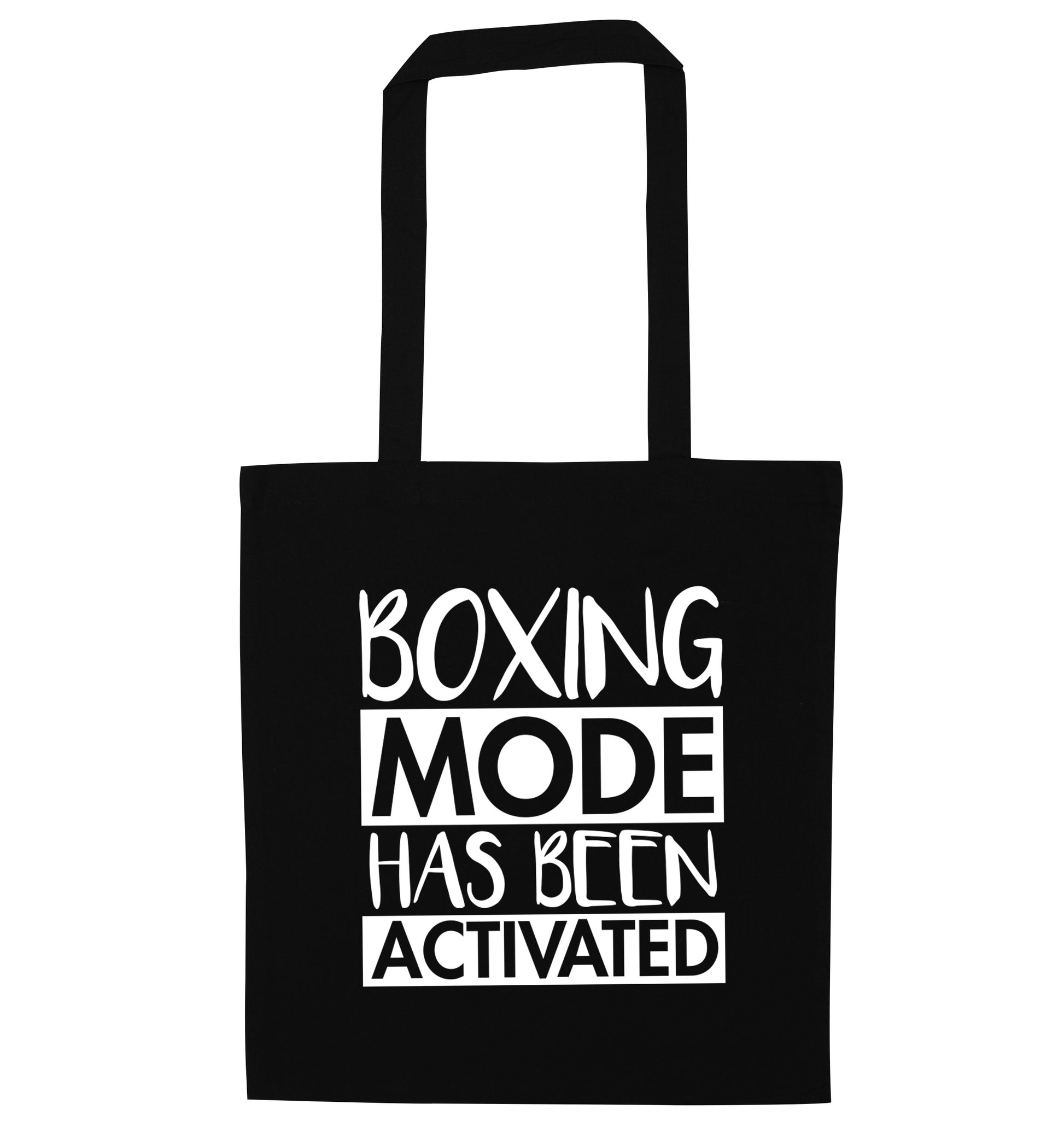 Boxing mode activated black tote bag