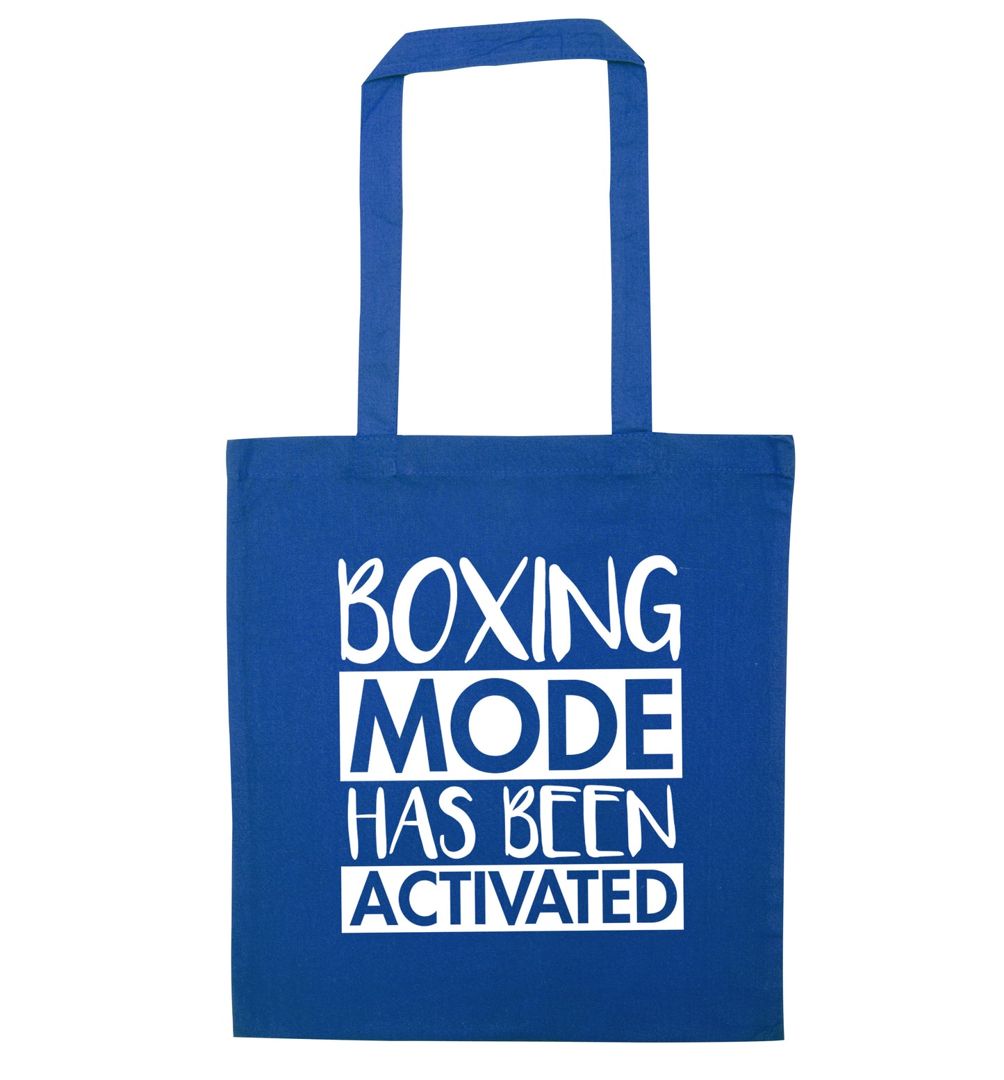 Boxing mode activated blue tote bag