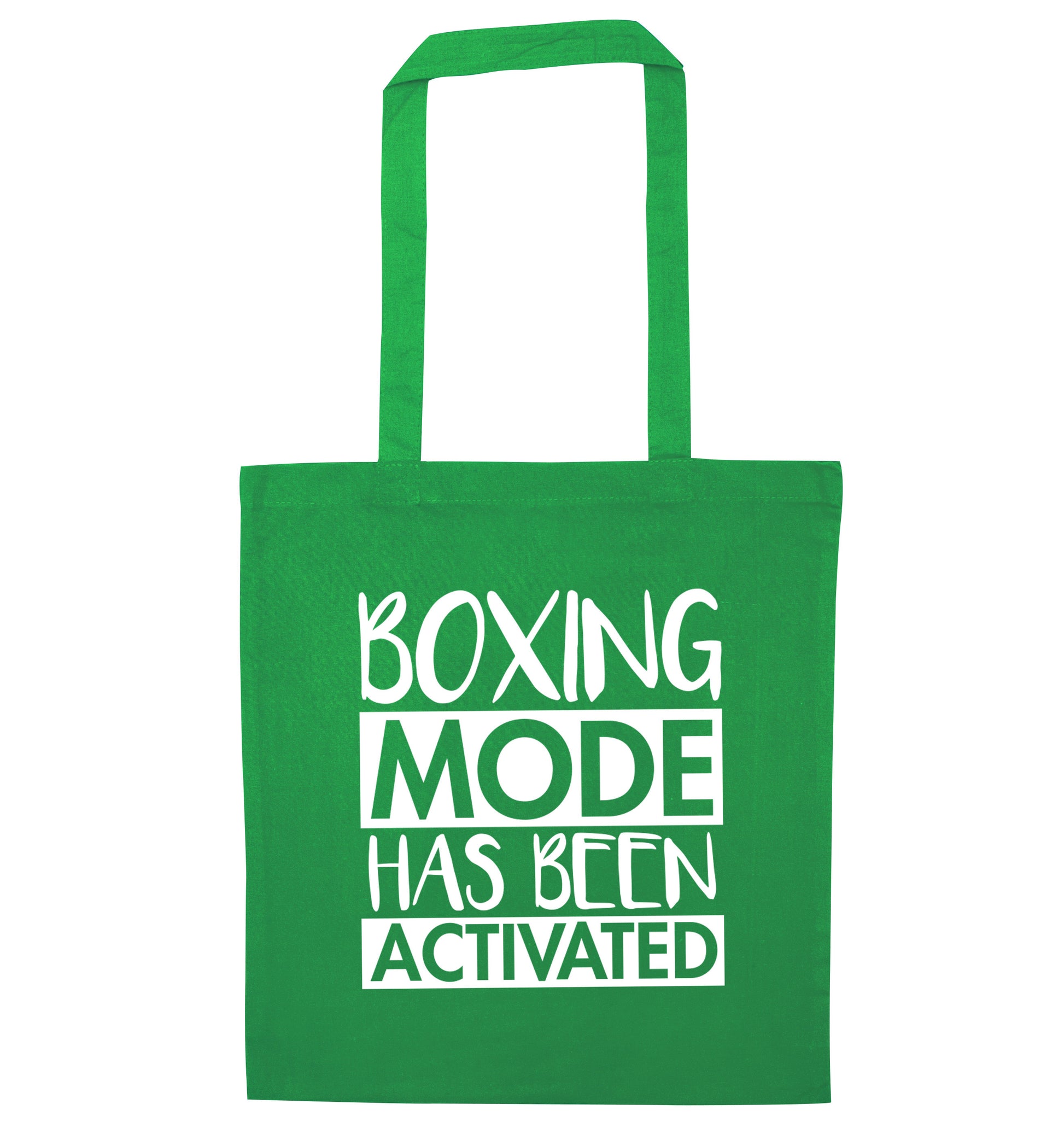 Boxing mode activated green tote bag