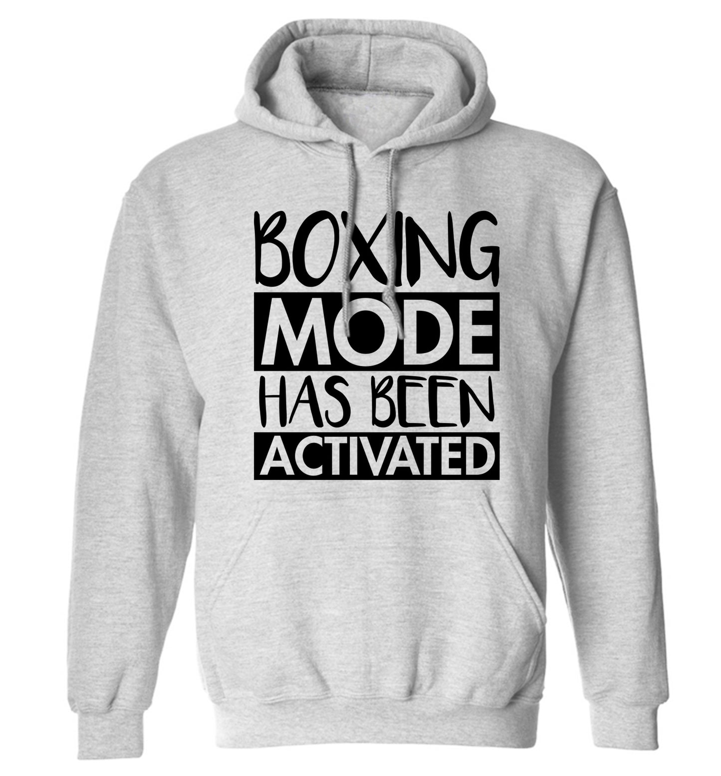 Boxing mode activated adults unisex grey hoodie 2XL