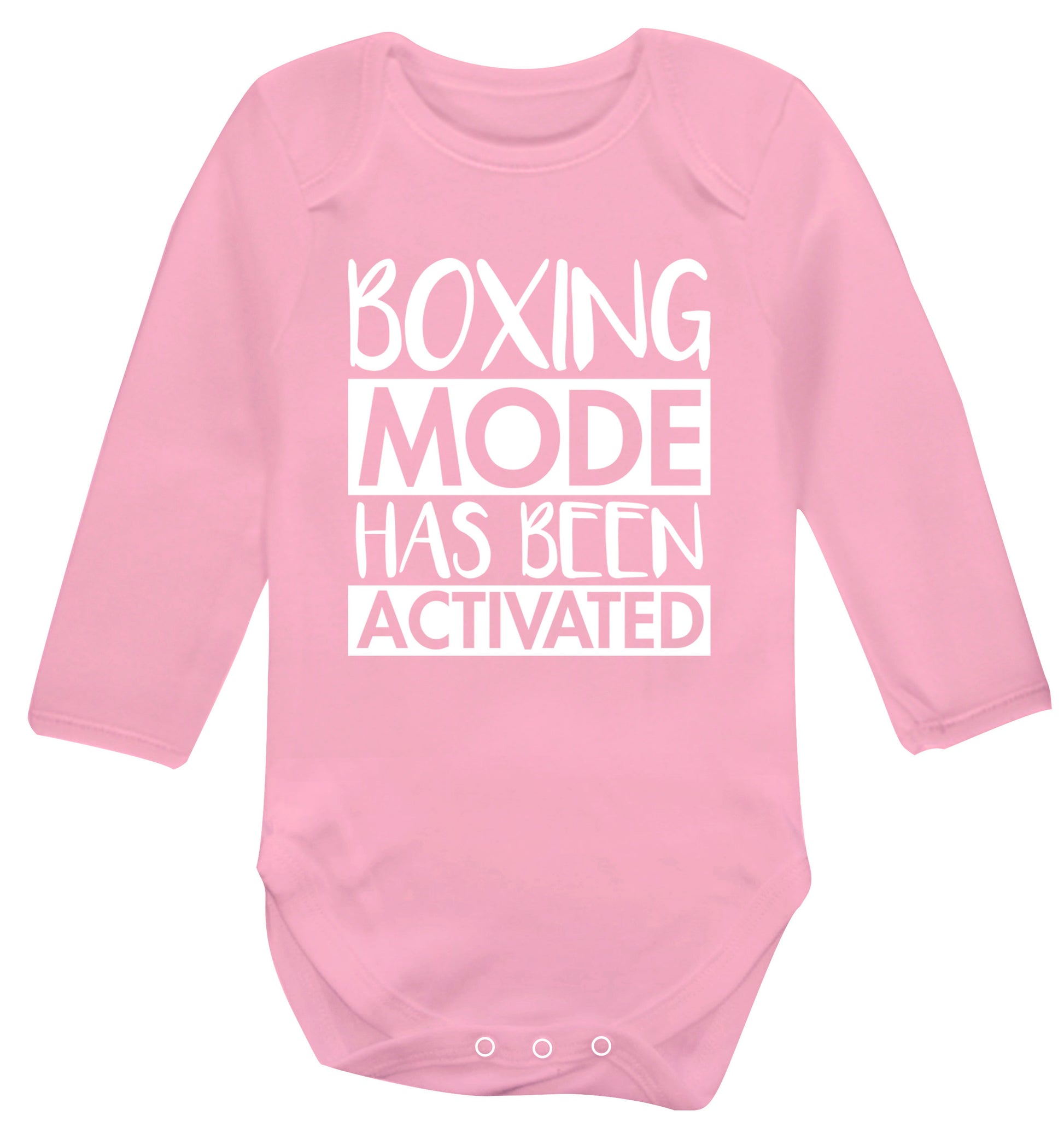 Boxing mode activated Baby Vest long sleeved pale pink 6-12 months