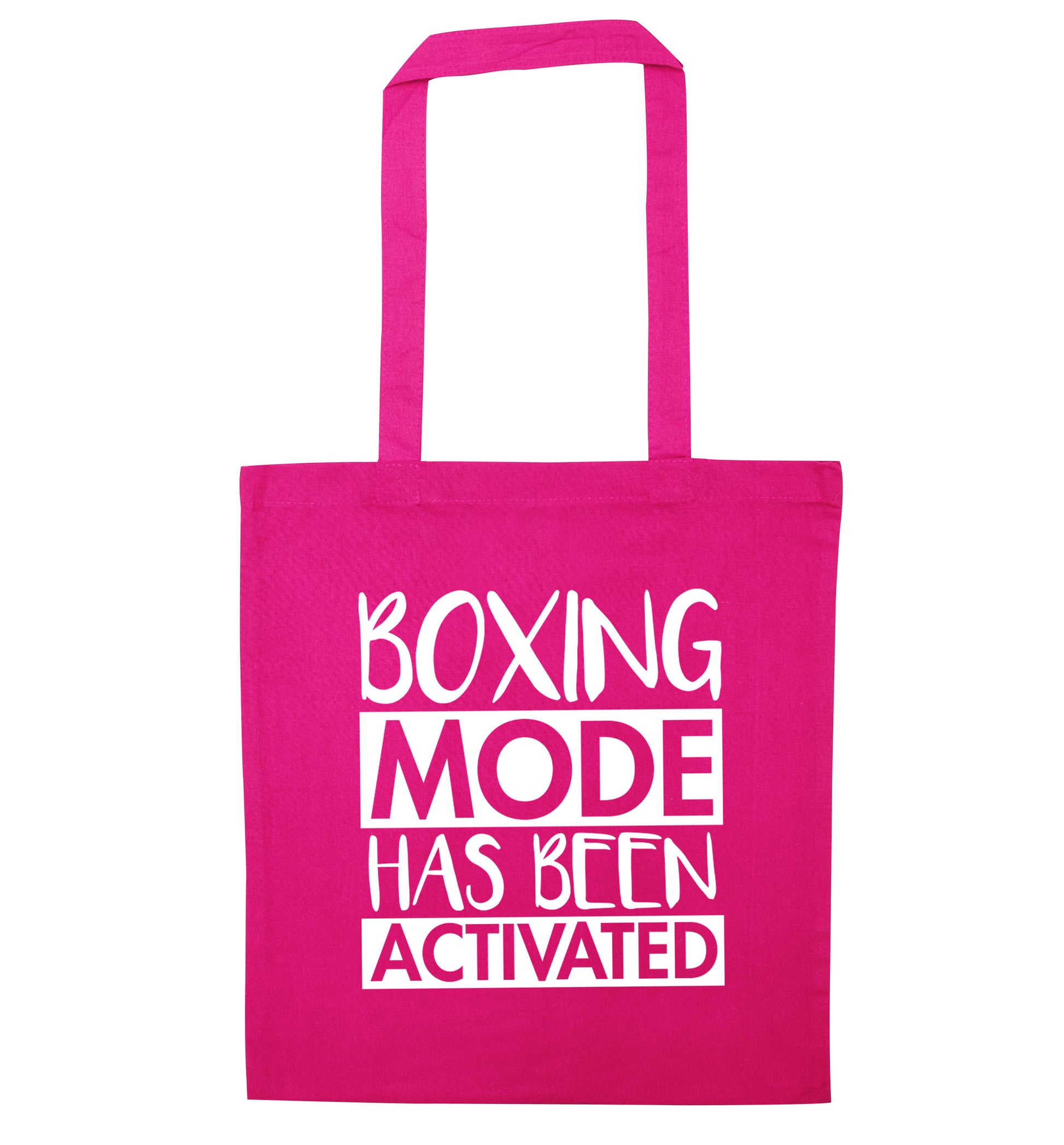 Boxing mode activated pink tote bag