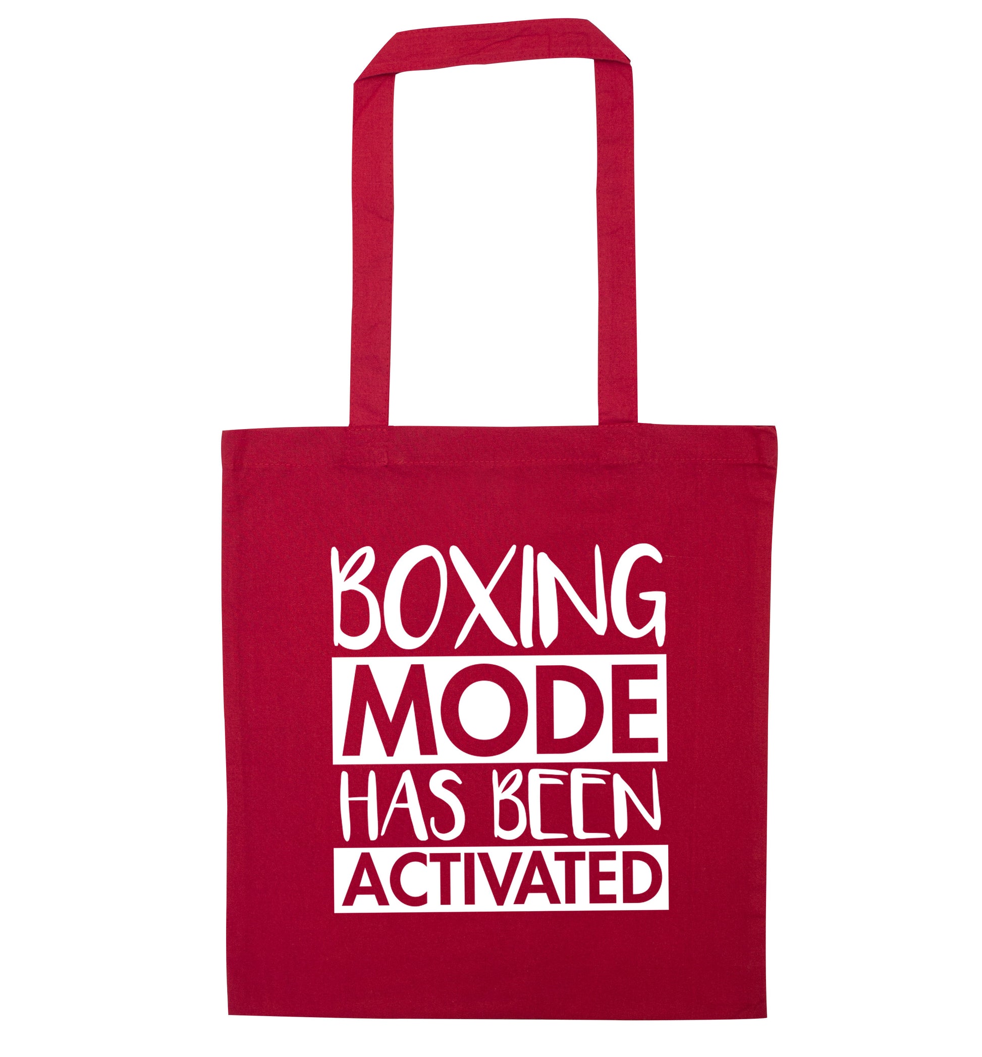 Boxing mode activated red tote bag