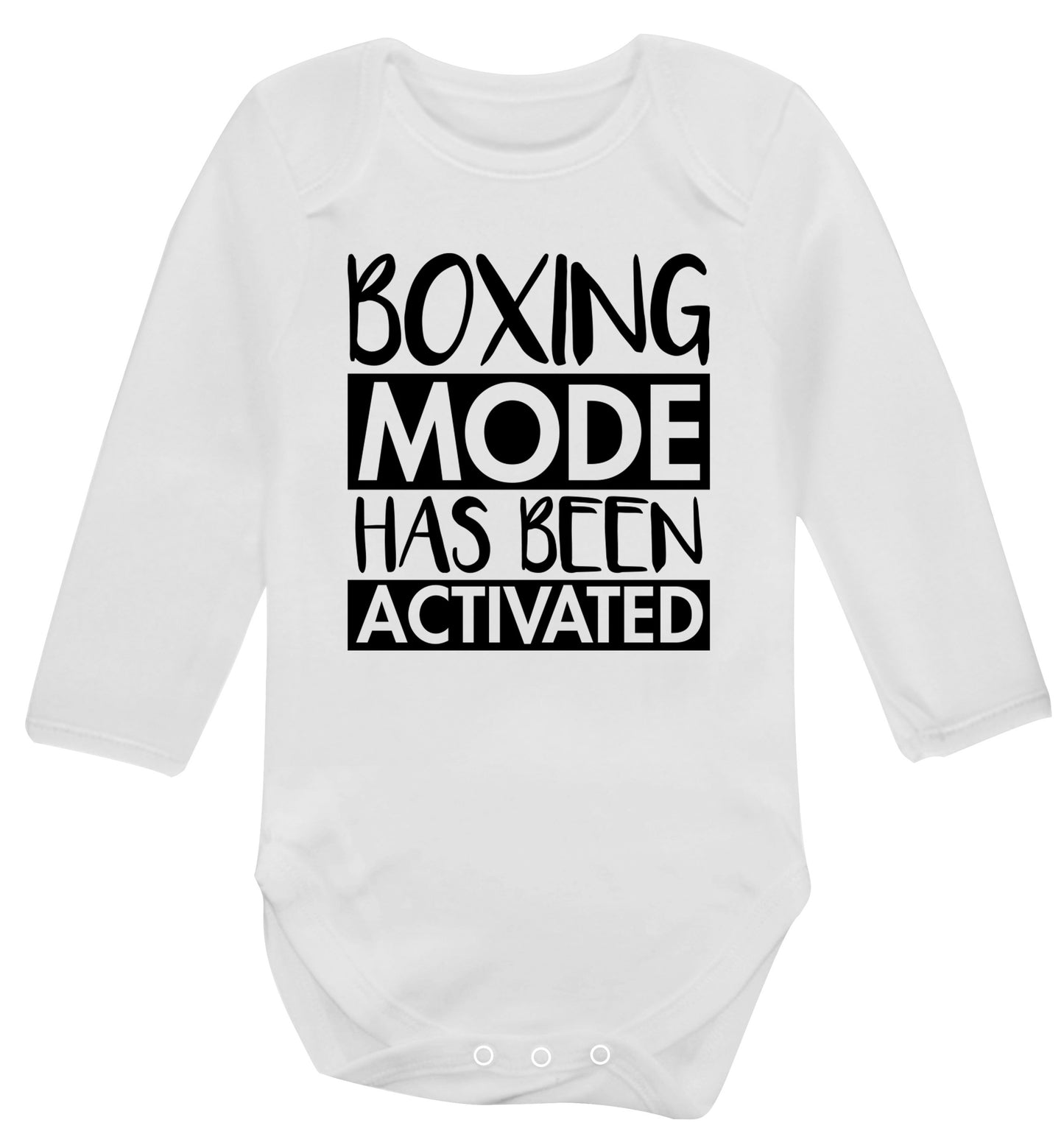 Boxing mode activated Baby Vest long sleeved white 6-12 months