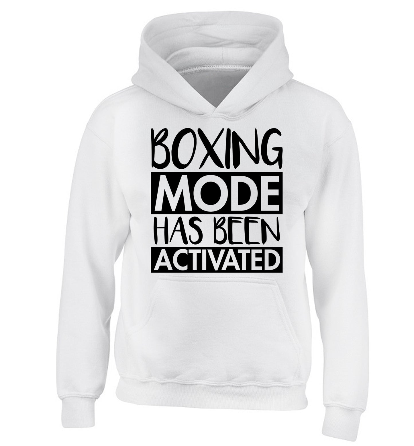 Boxing mode activated children's white hoodie 12-14 Years