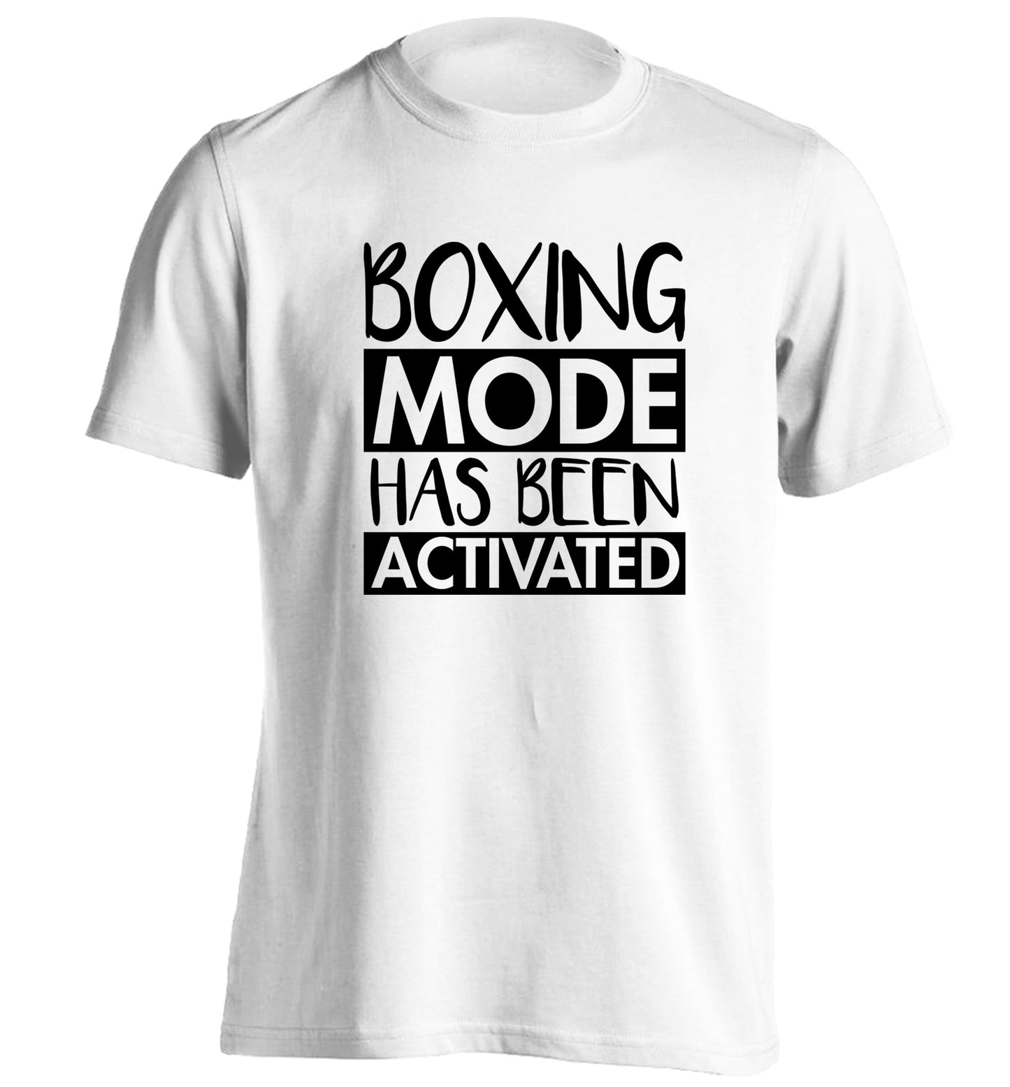 Boxing mode activated adults unisex white Tshirt 2XL
