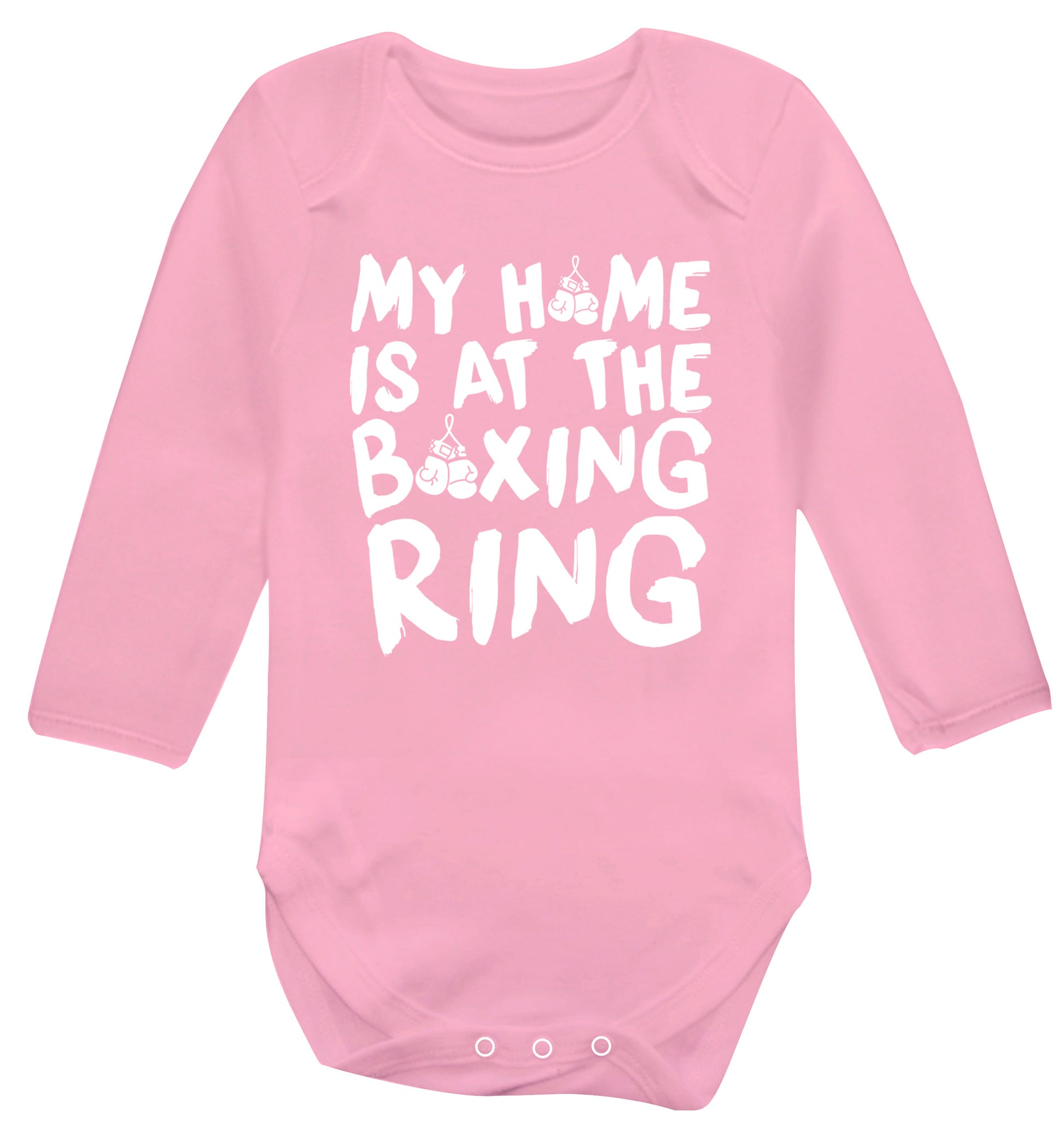 My home is at the boxing ring Baby Vest long sleeved pale pink 6-12 months
