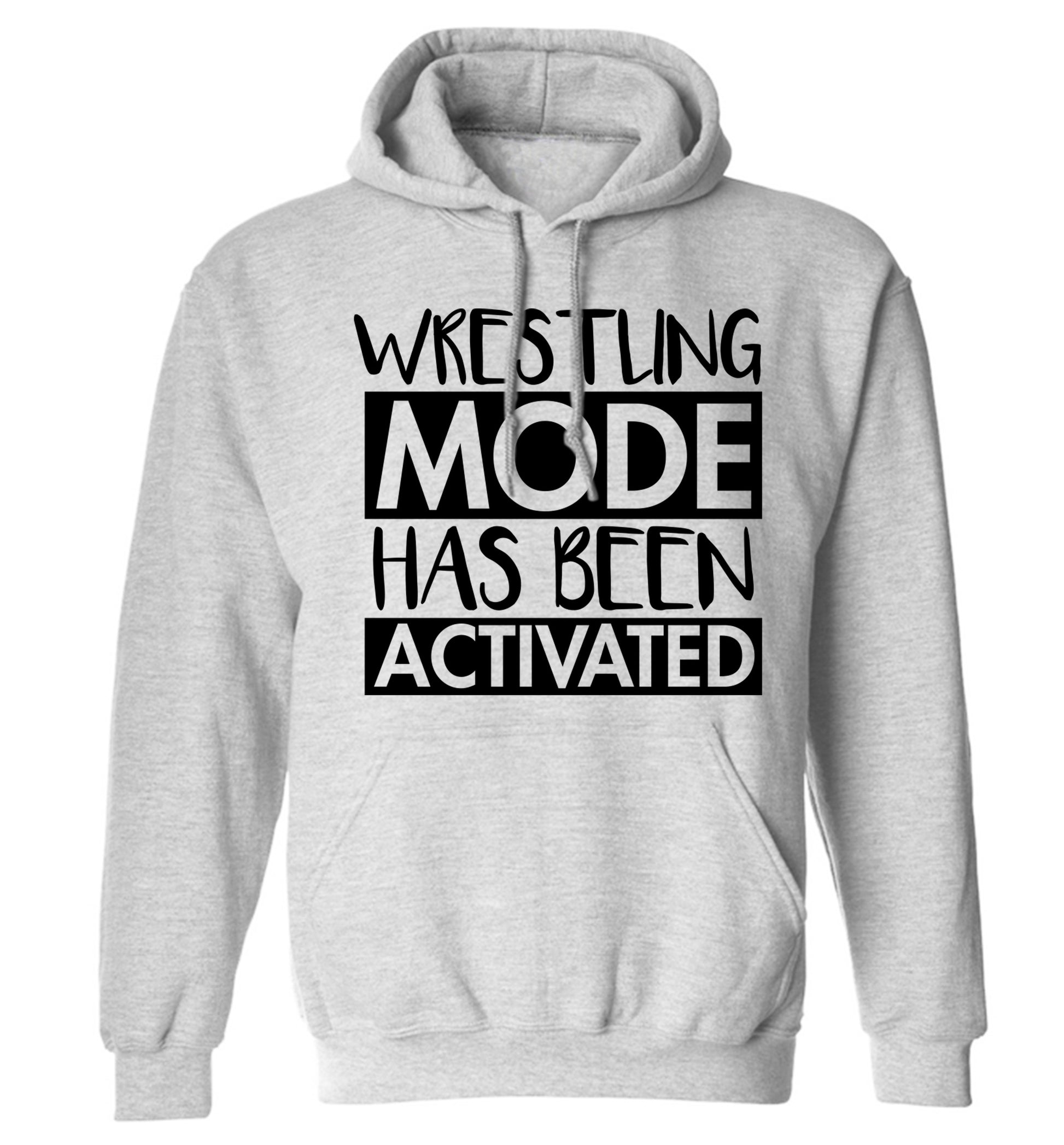 Wresting mode activated adults unisex grey hoodie 2XL