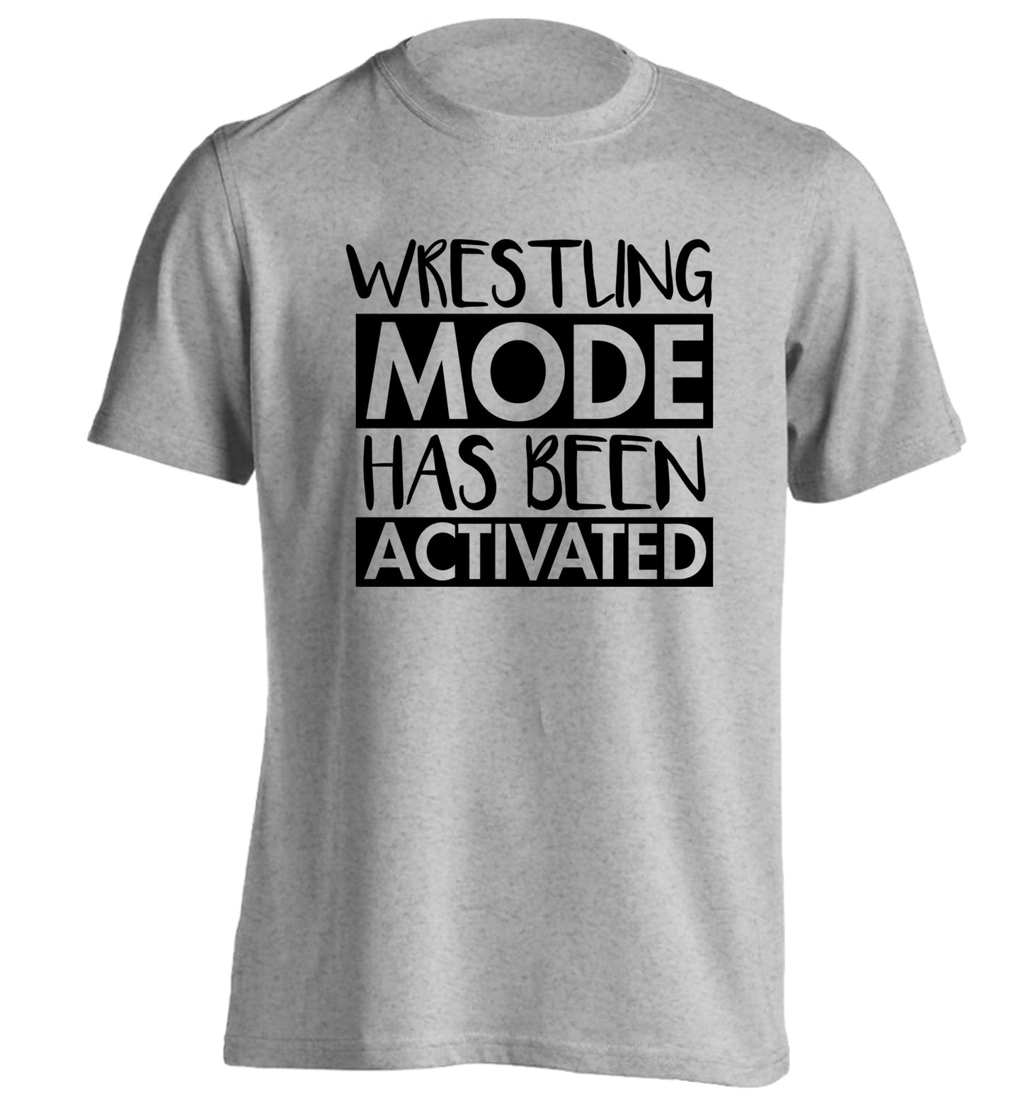 Wresting mode activated adults unisex grey Tshirt 2XL