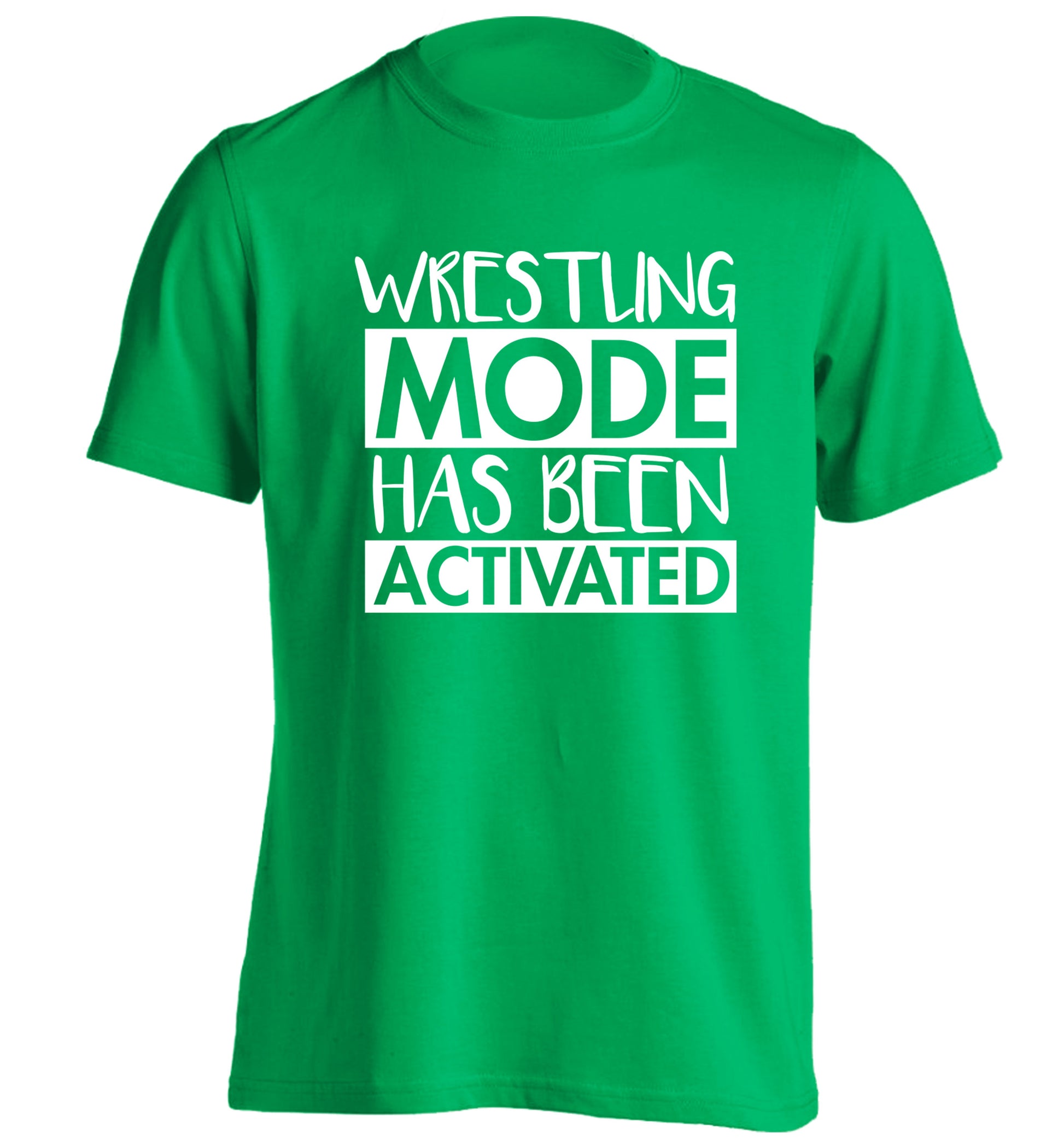 Wresting mode activated adults unisex green Tshirt 2XL