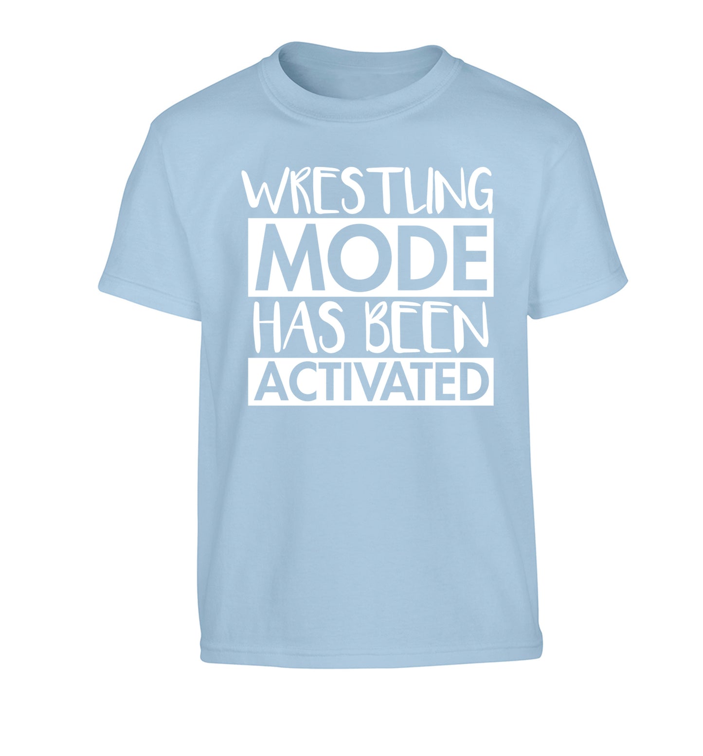 Wresting mode activated Children's light blue Tshirt 12-14 Years