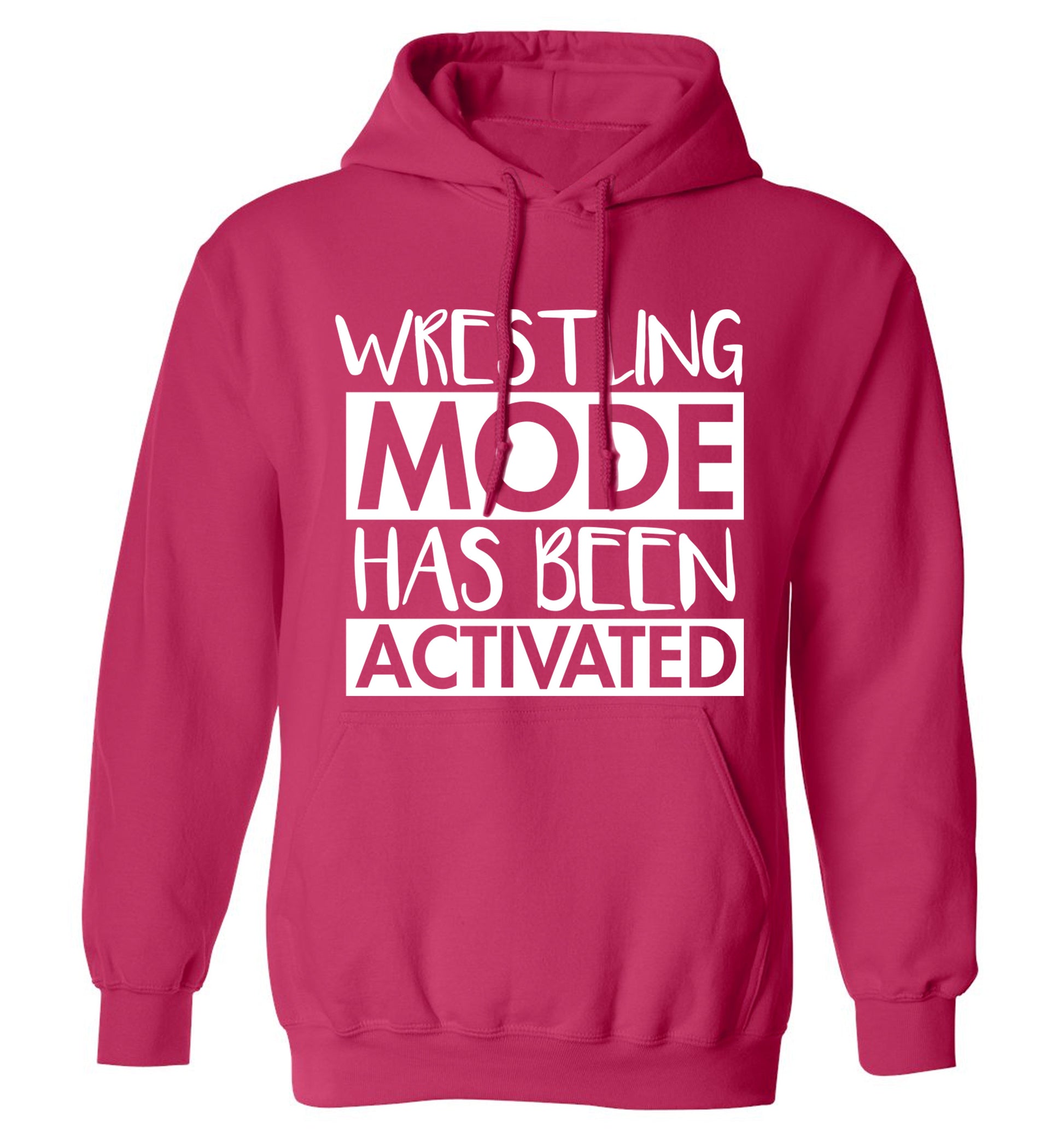 Wresting mode activated adults unisex pink hoodie 2XL