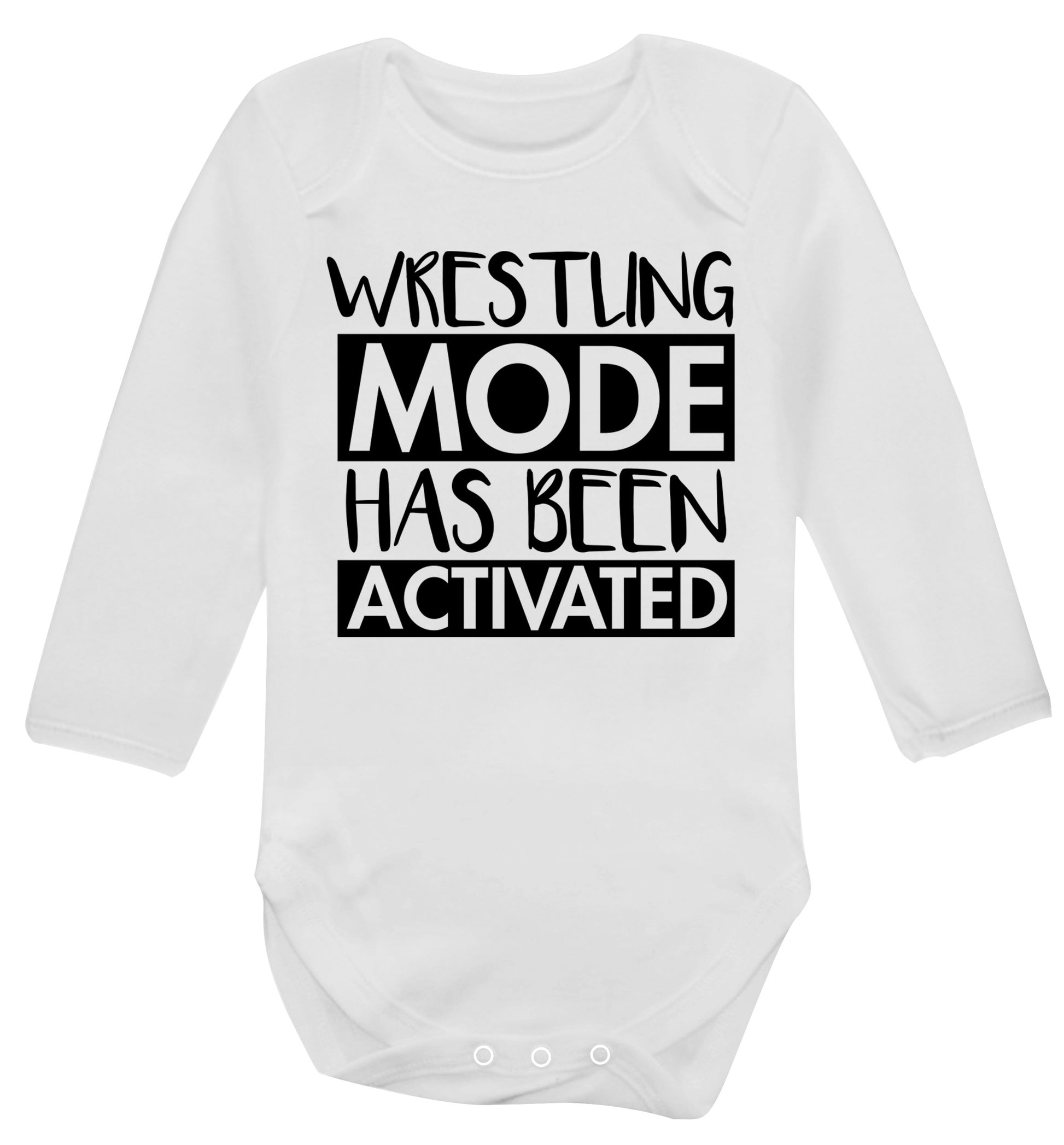 Wresting mode activated Baby Vest long sleeved white 6-12 months