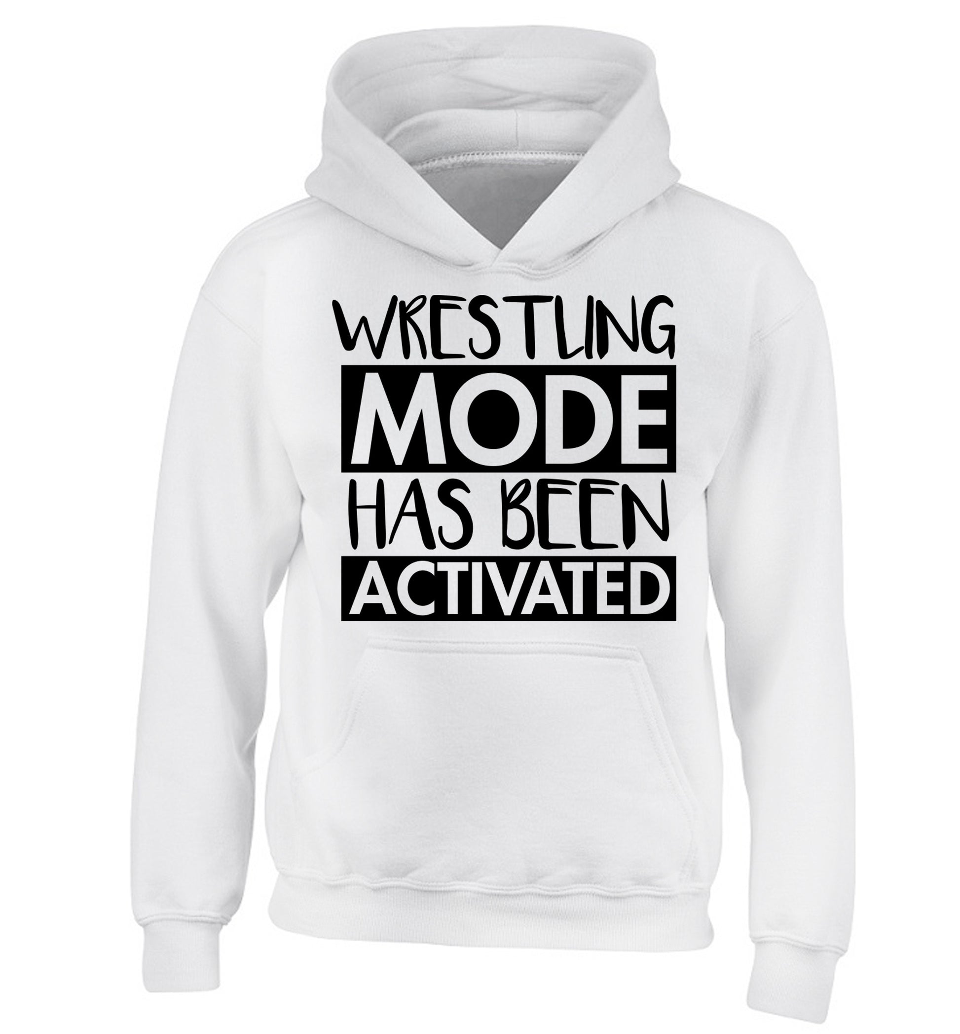 Wresting mode activated children's white hoodie 12-14 Years