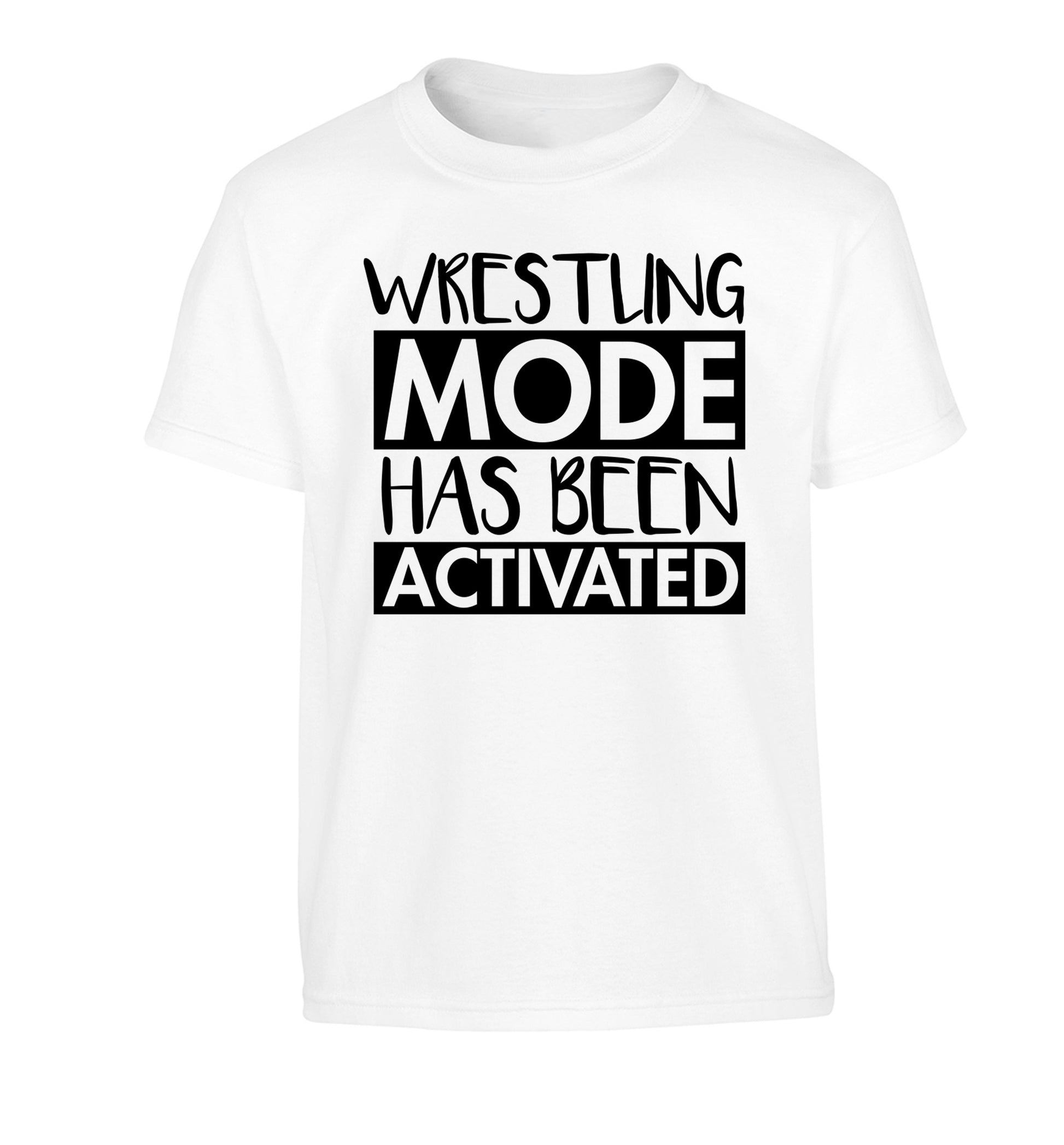 Wresting mode activated Children's white Tshirt 12-14 Years