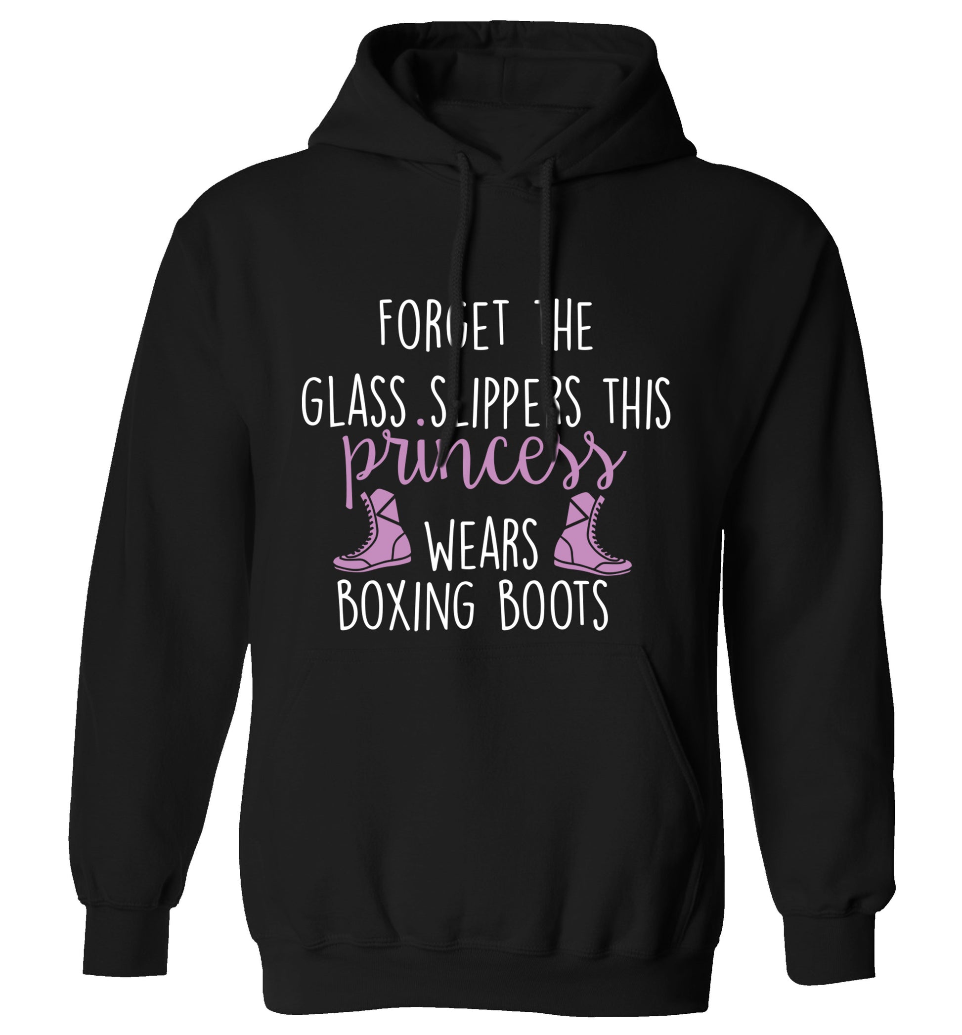 Forget the glass slippers this princess wears boxing boots adults unisex black hoodie 2XL